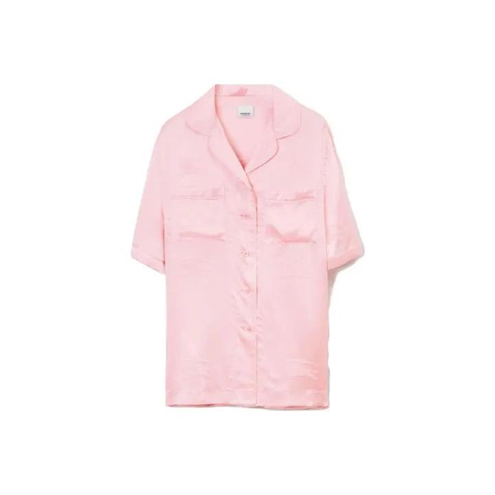 Burberry Burberry Pink Silk Short-Sleeve Shirt 0079 Size S / US 4 / IT 40 - 1 Thumbnail