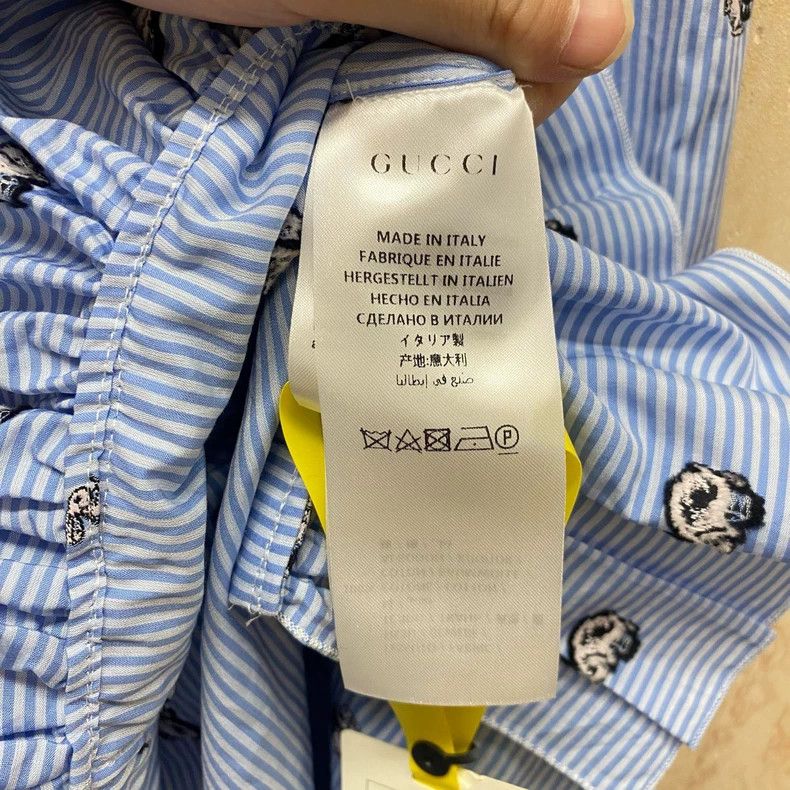 Gucci Gucci Blue and white striped embroidered rabbit lace bow co Size XS / US 0-2 / IT 36-38 - 4 Thumbnail