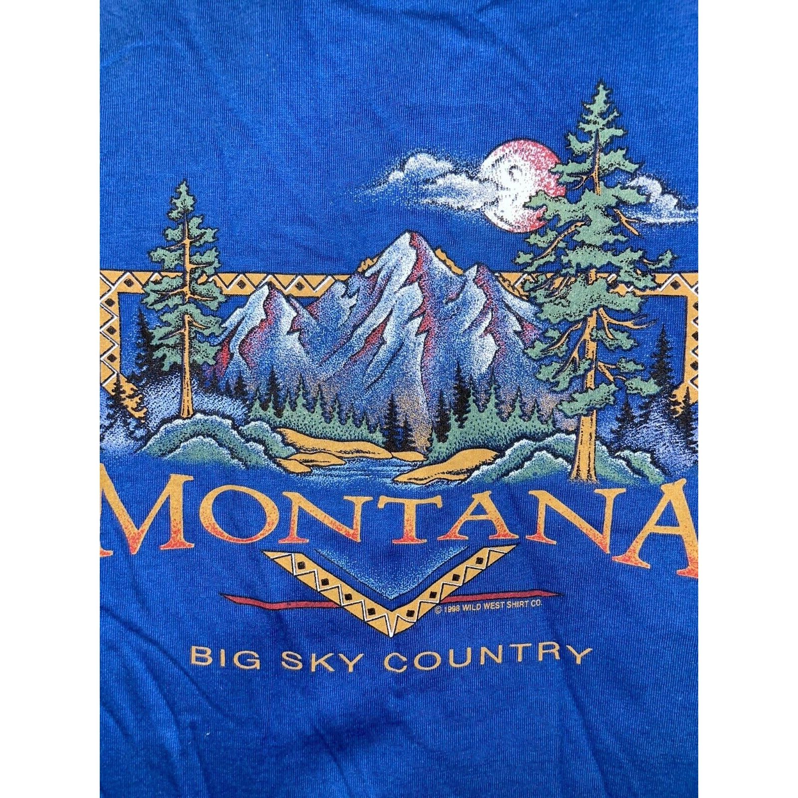 Jerzees Vintage Big Sky Country Shirt Montana Blue Tee VTG 90s Large Size US L / EU 52-54 / 3 - 4 Thumbnail