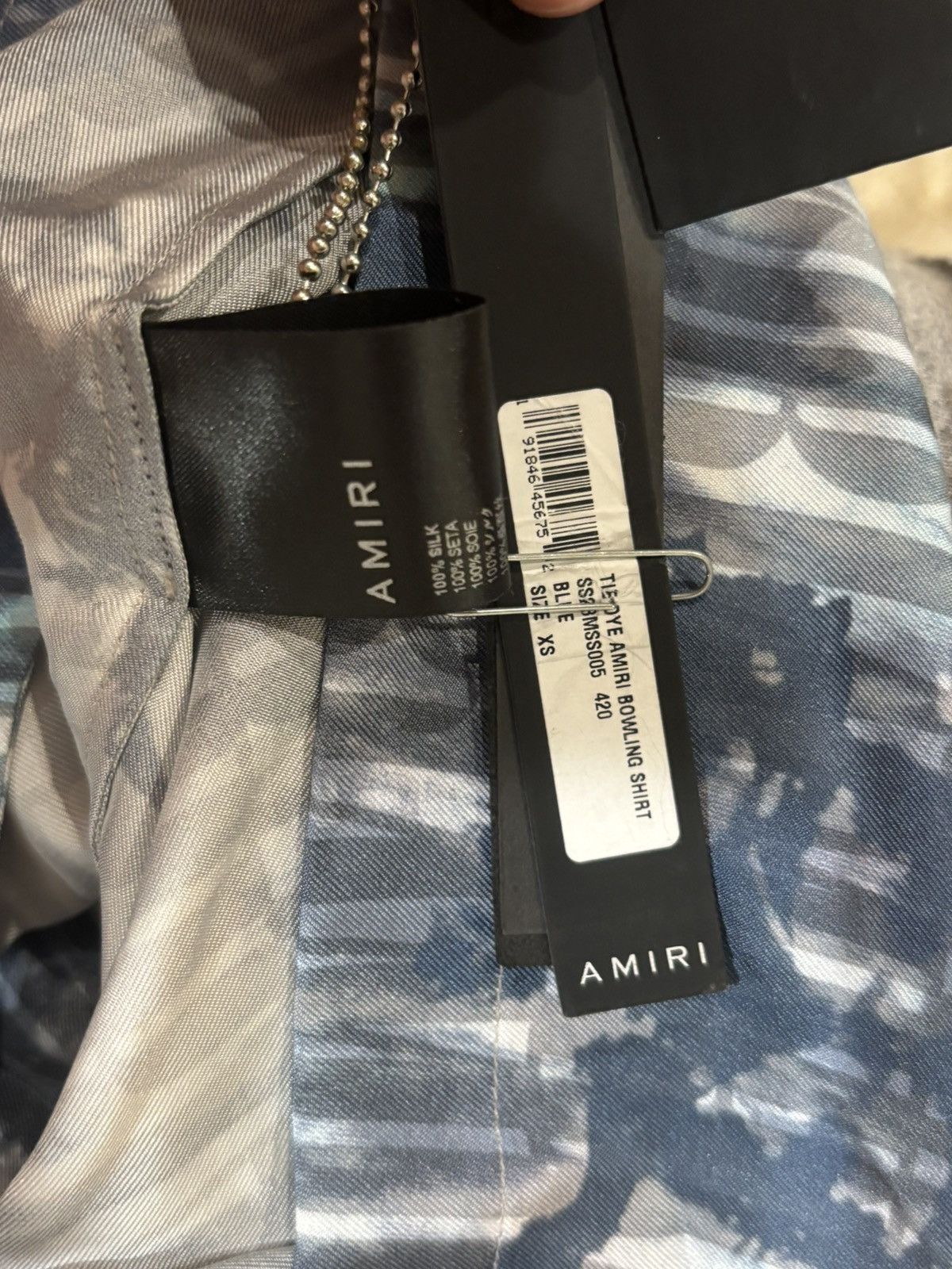 Amiri NWT Blue Tie Dye Repeat Logo Silk Button Up Size US S / EU 44-46 / 1 - 4 Thumbnail