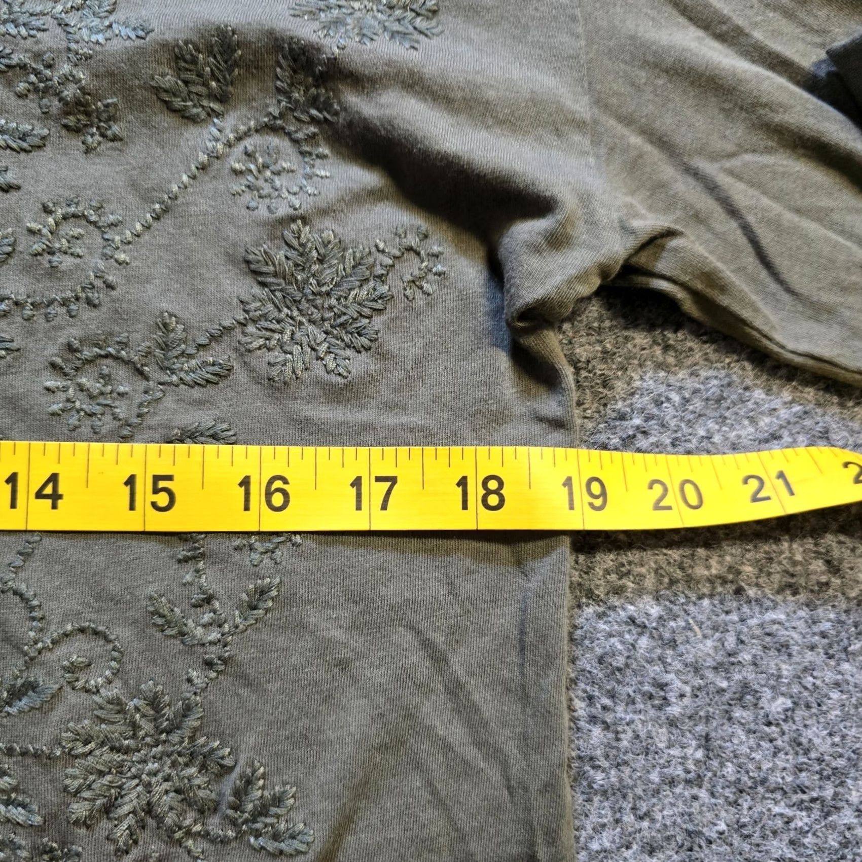 J. Jill J Jill Top Womens Size Small Green Long Sleeve Floral Embroidered Casual Blouse Size S / US 4 / IT 40 - 5 Thumbnail