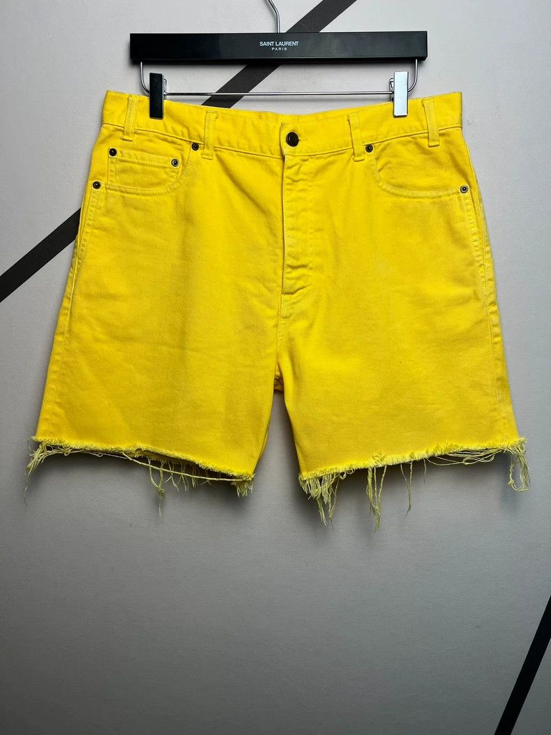 Yves Saint Laurent saint Laurent Spring/Summer 22 Yellow Raw Edge Denim Shorts Size US 30 / EU 46 - 1 Thumbnail