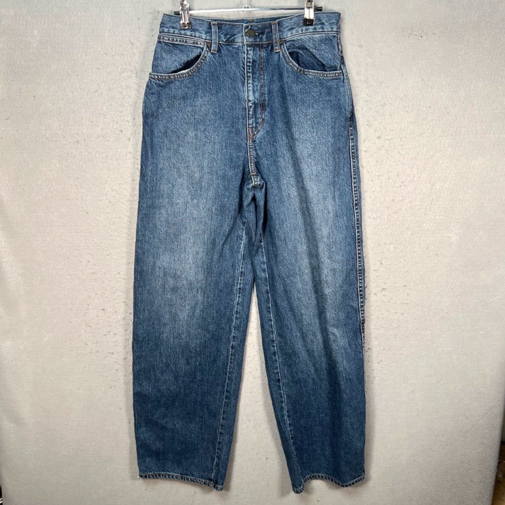 Uniqlo Uniqlo U Womens Jeans 27 x 32 High-Waisted Straight-Leg 100% Cotton Blue Denim Size 27" / US 4 / IT 40 - 2 Thumbnail