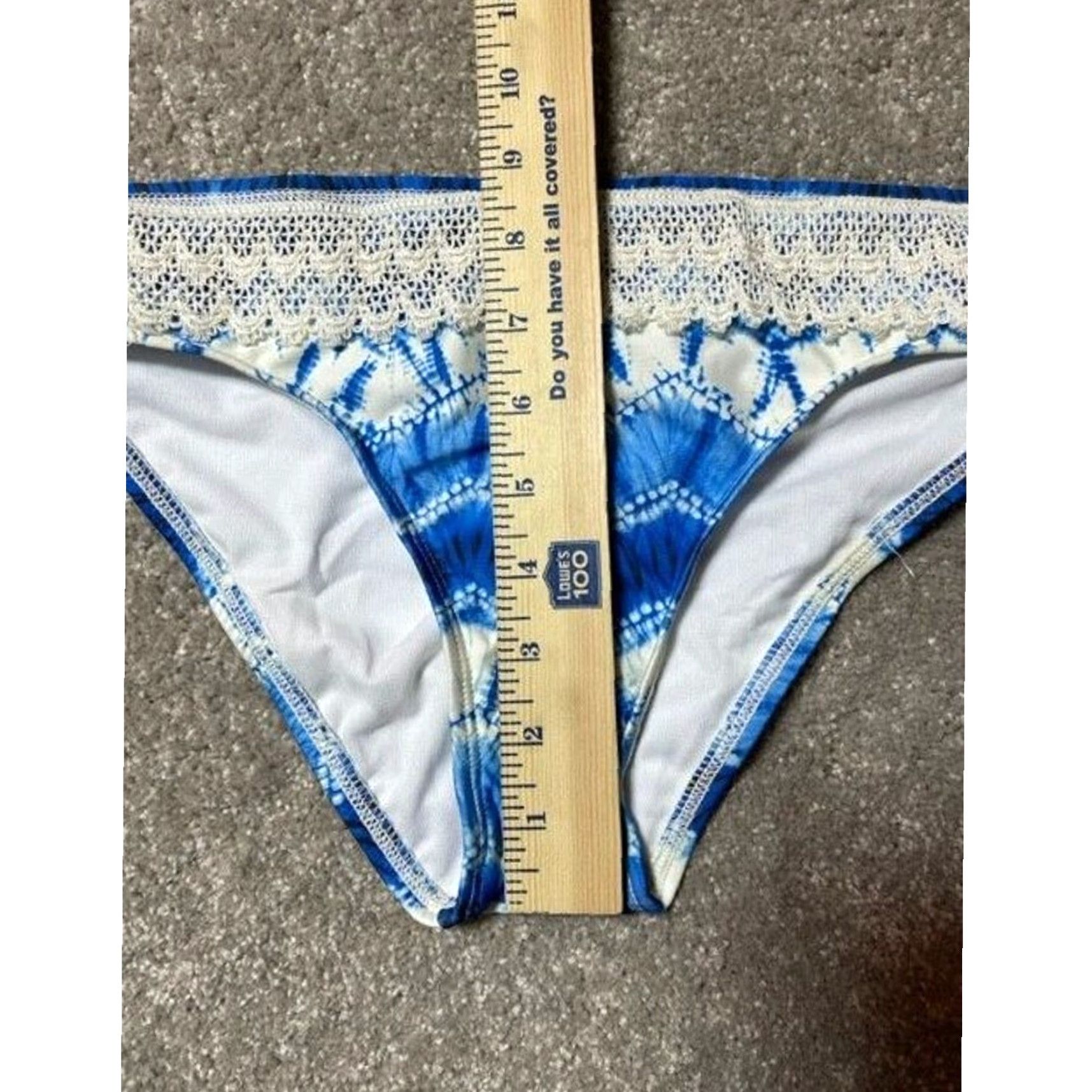Vintage Eco Swim Bikini Bottom Womens Size 6 Blue Tie Dye Beach Coastal Chic Hippie Lace Elastic Waist Lightweight Size 28" / US 6 / IT 42 - 5 Thumbnail