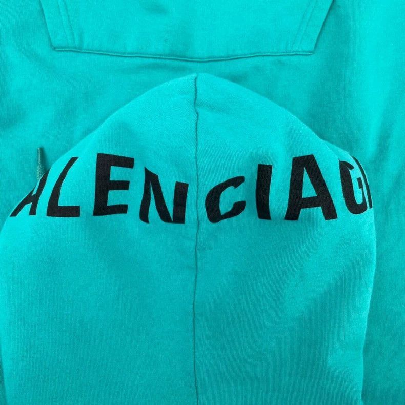Balenciaga Balenciaga Teal Lettered Hoodie-2505 Size US M / EU 48-50 / 2 - 5 Thumbnail