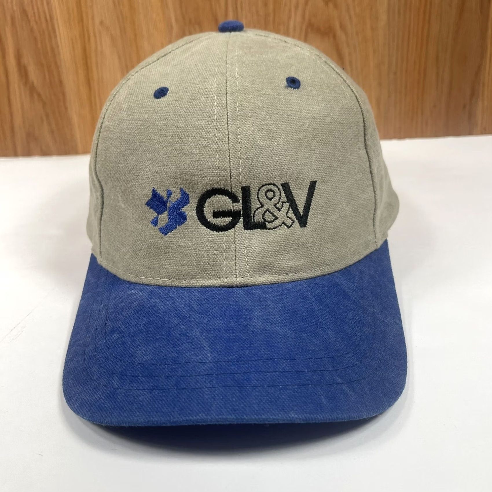Vintage AJM Headwear Hat Adult Beige GL&V Embroidered Adjustable StrapBack Baseball Cap Size ONE SIZE - 2 Thumbnail