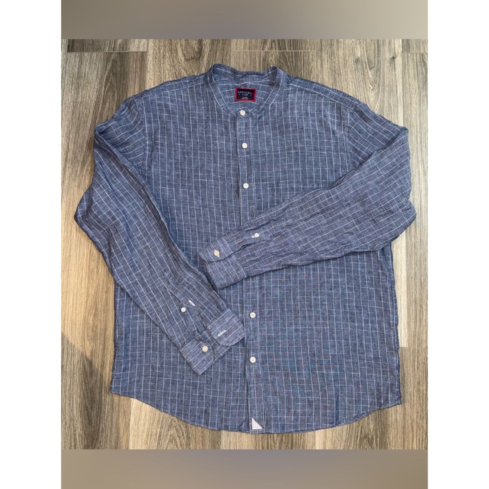 UNTUCKit UNTUCKit Linen Blue Windowpane Button Down Shirt Size XL Size US XL / EU 56 / 4 - 1 Thumbnail