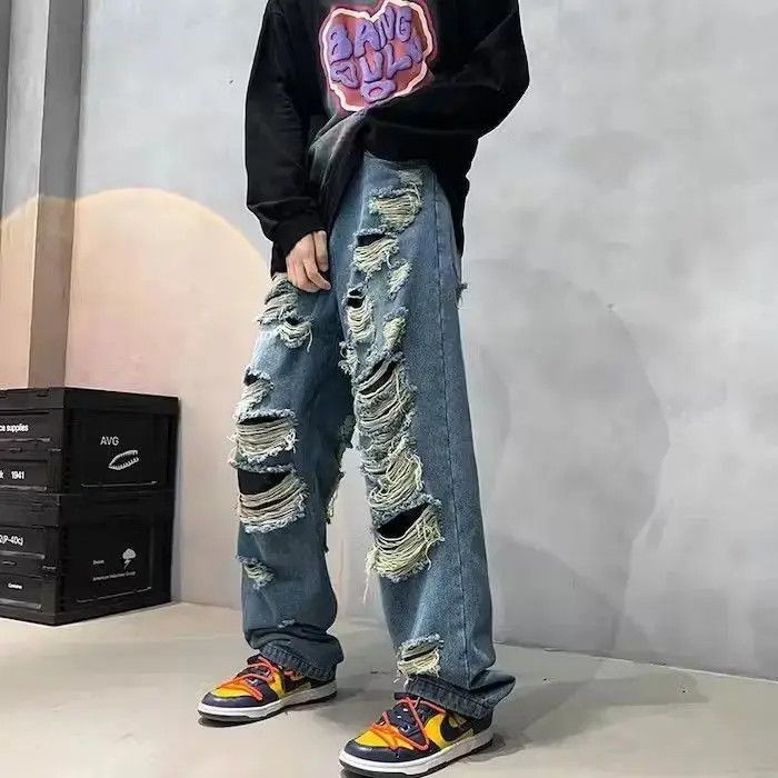 Japanese Brand × Jean Denim drill tears jeans rare unique Size US 32 / EU 48 - 4 Thumbnail