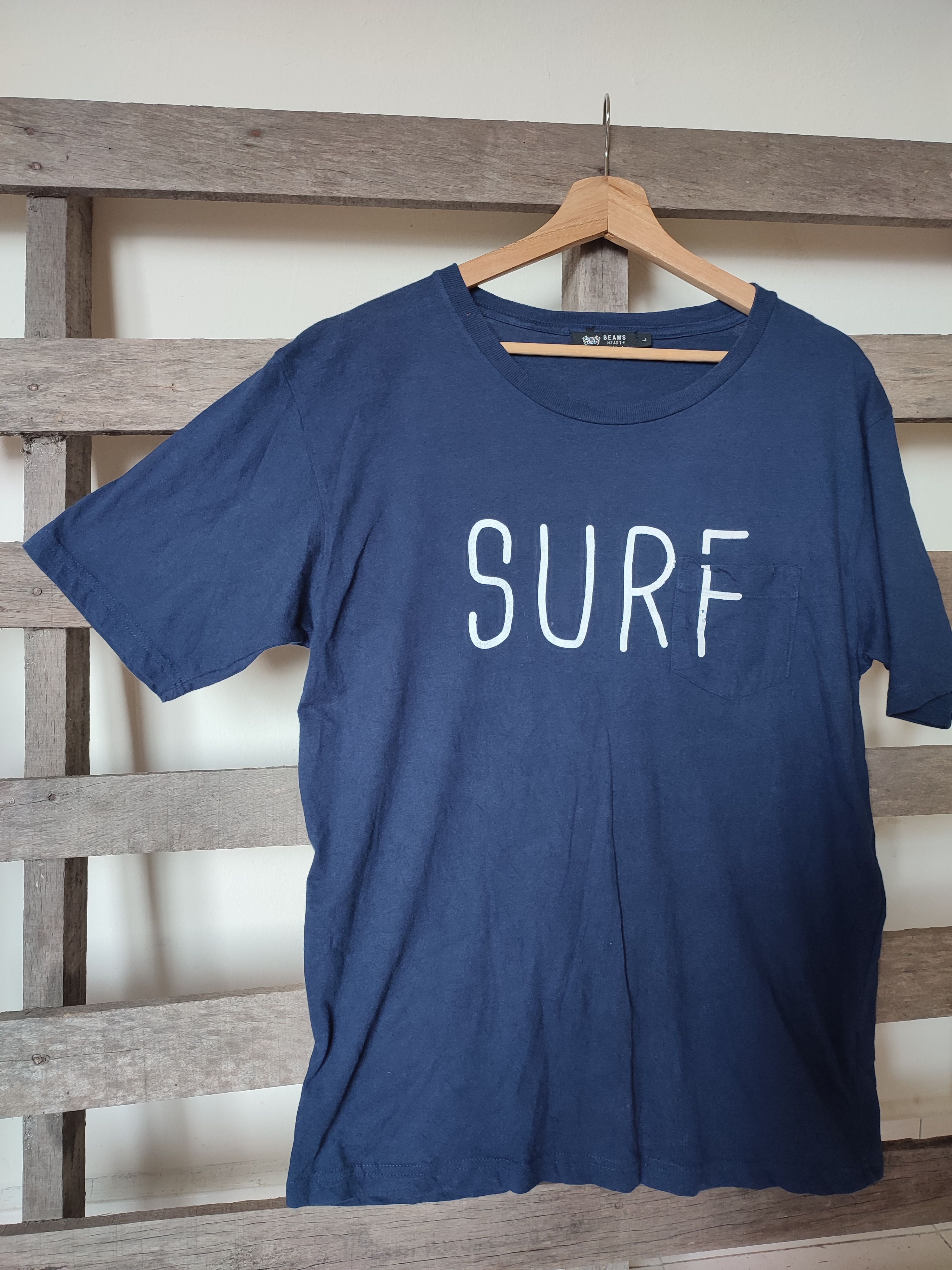 VINTAGE BEAMS HEART SURF SINGLE POCKET TEE