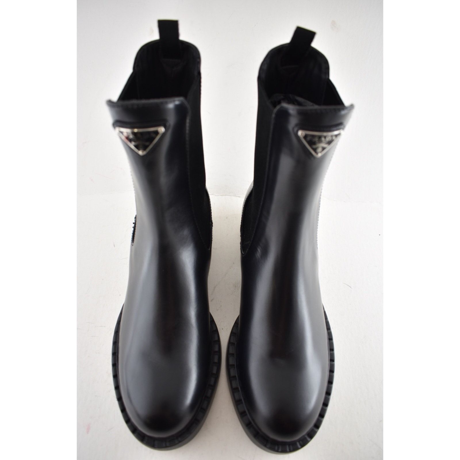 Prada Prada Chocolate Brushed Leather Black Pull On Chelsea Size US 7.5 / IT 37.5 - 12 Thumbnail