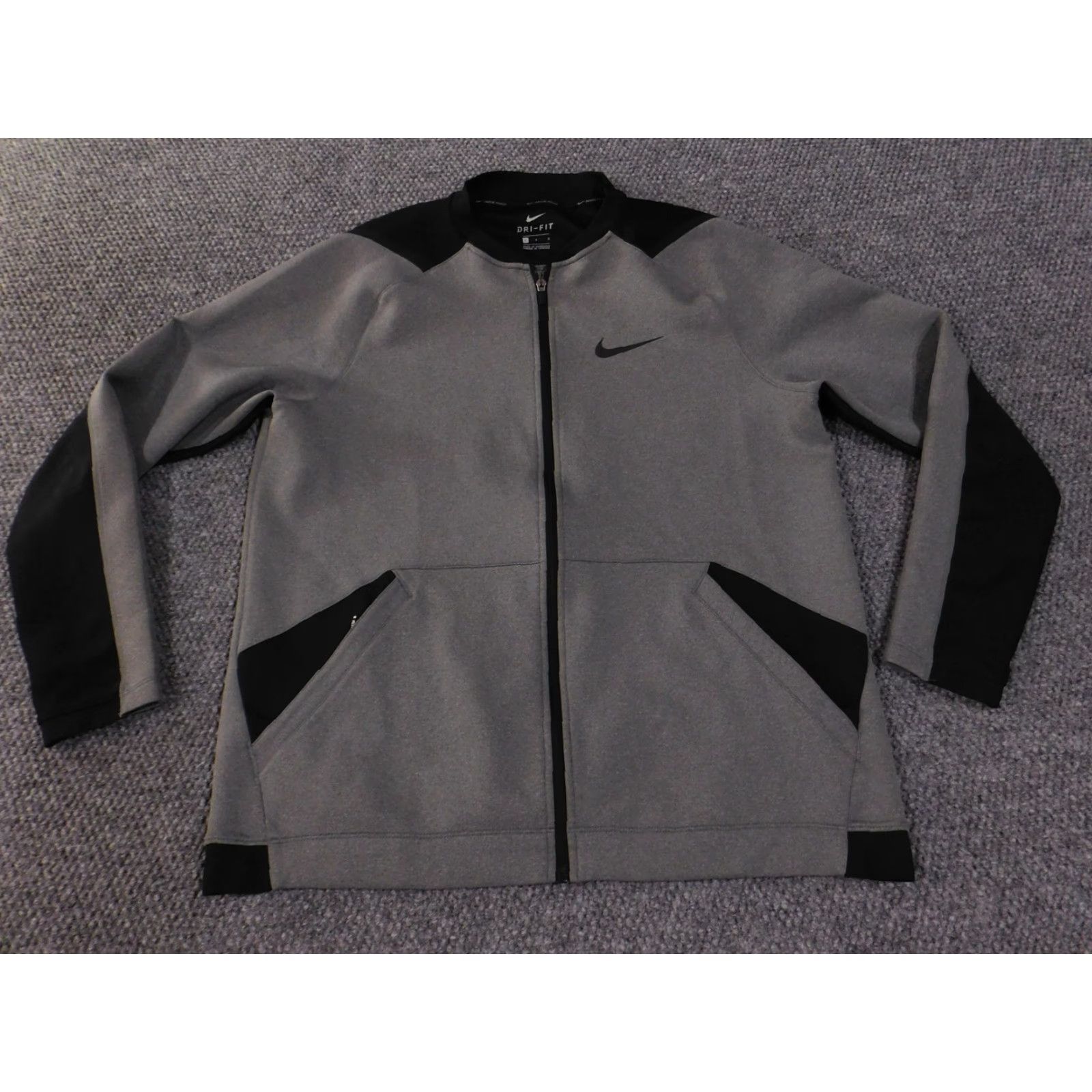 Nike Nike Pro Dri-FIT Jacket Mens Large Gray Black Full Zip Athletic Training Top Jacket Size US L / EU 52-54 / 3 - 2 Thumbnail