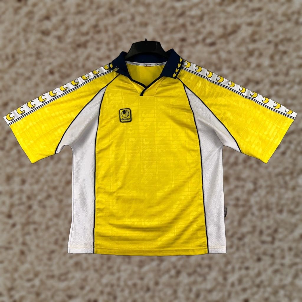 Vintage Uhlsport Jersey Mens Medium Yellow White Collar Soccer Futbol Polyester Shirt Mens M Yellow Logo Outdoor Football Soccer Size US M / EU 48-50 / 2 - 1 Thumbnail
