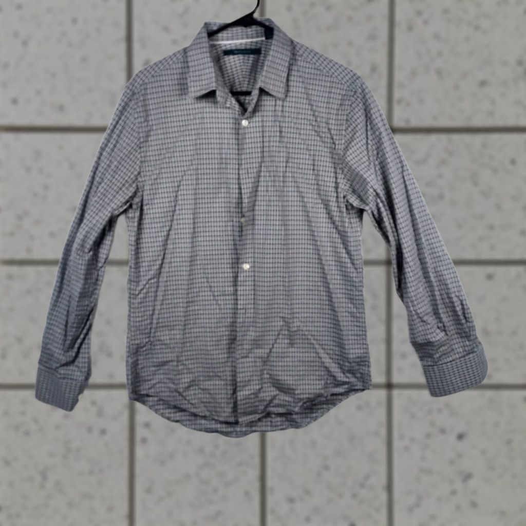 Perry Ellis Perry Ellis Shirt Gray Check Long Sleeve 100% Cotton Men M Medium Button-Up Casual Vintage: No Regular Fit Classic Collar Women's? Size US M / EU 48-50 / 2 - 1 Thumbnail