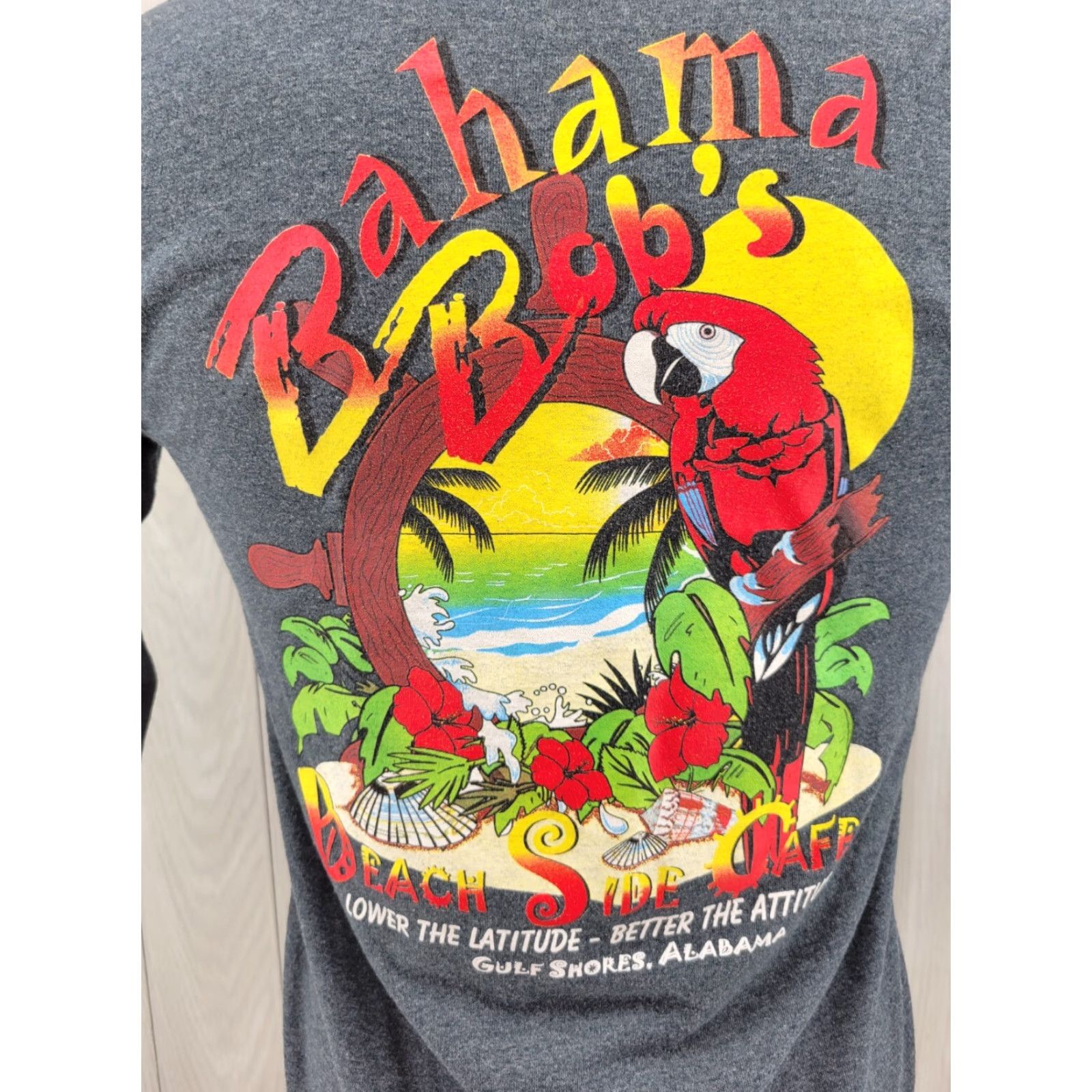 Gildan Bahama Bob's Beach Side Cafe Long Sleeve Shirt Small Gray Mens Regular Cotton Beach Size US S / EU 44-46 / 1 - 7 Thumbnail