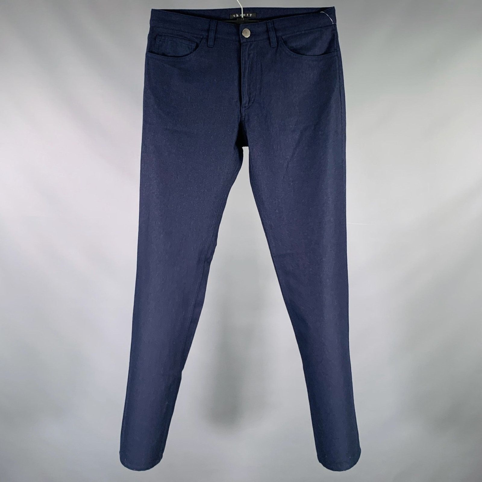Theory THEORY Size 30 Navy Cotton Wool Blend Straight Jeans Size US 30 / EU 46 - 1 Thumbnail