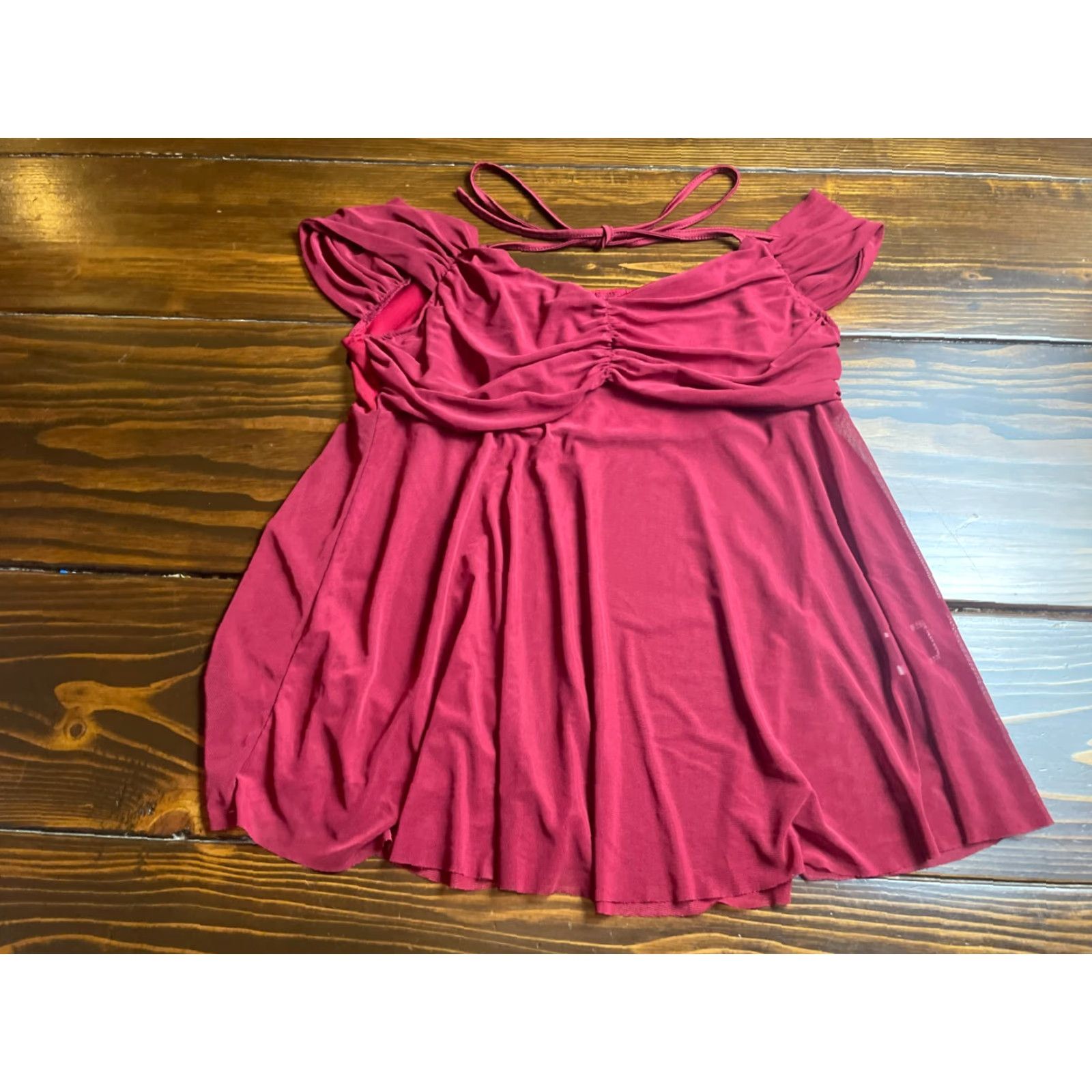 Shein SheIn Shirt Women's Plus Size 1XL Red 1/2 Sheer Curvy Size XL / US 12-14 / IT 48-50 - 2 Thumbnail