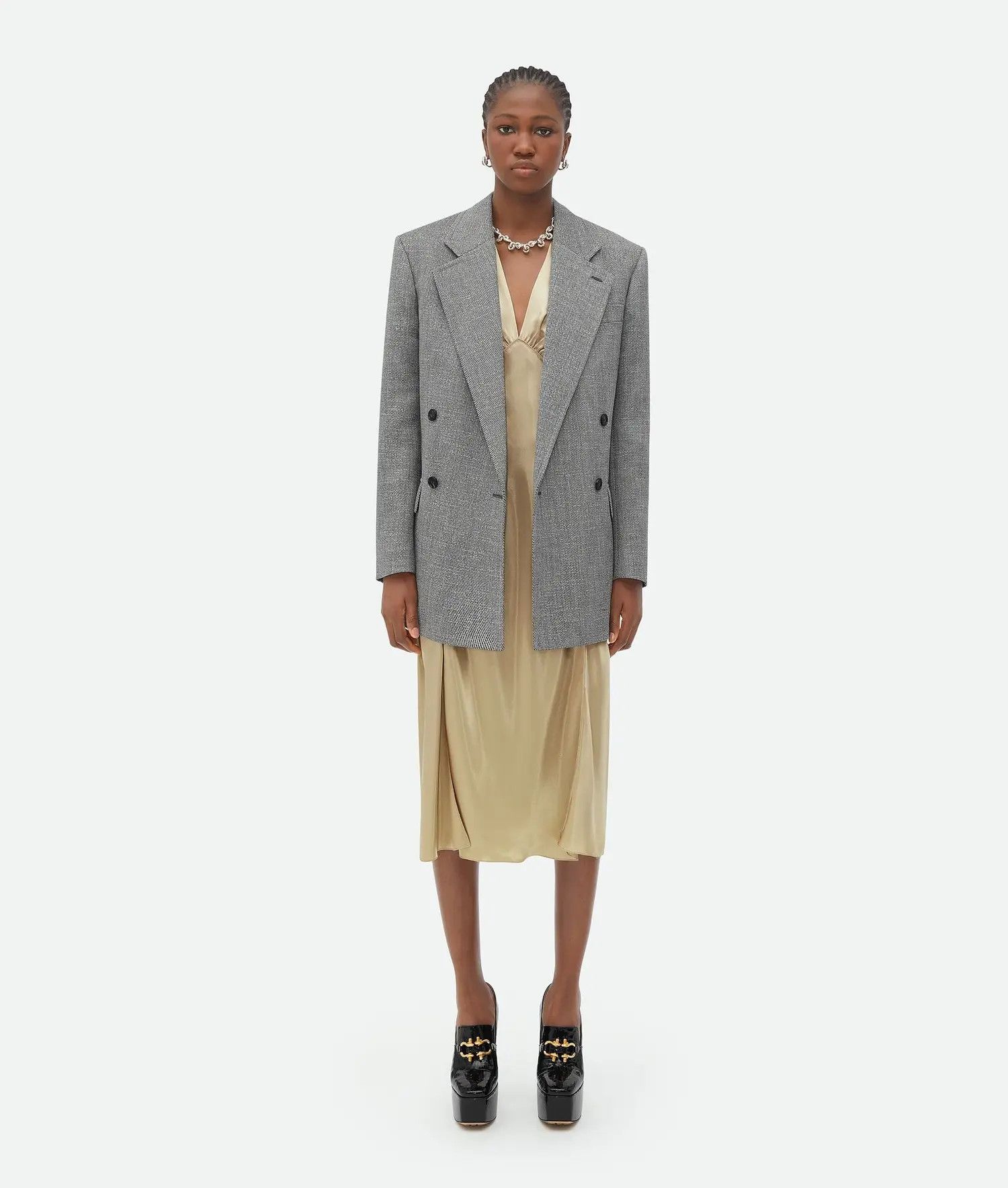 Bottega Veneta o1n1vont0325 Fluid Shine Washed Viscose Satin Dress Sesame Size M / US 6-8 / IT 42-44 - 5 Thumbnail