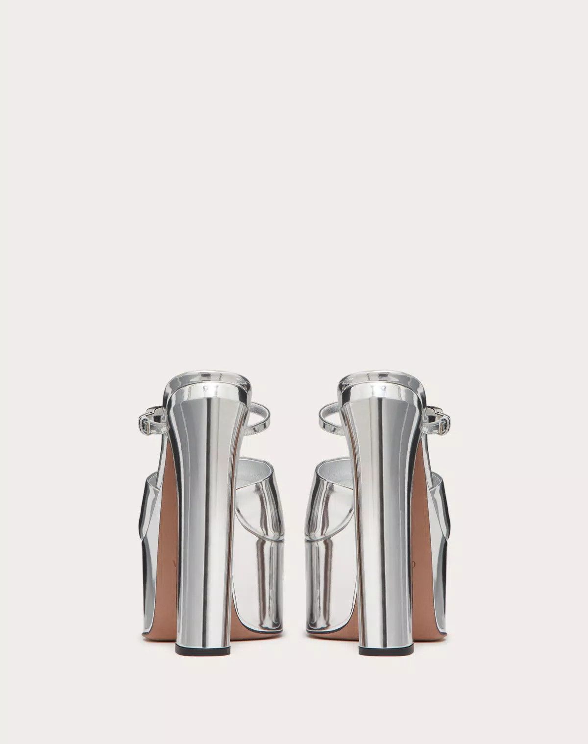 Valentino o1s1wg111125 Tan-go Mirror-effect Platform Slides in Silver Size US 8.5 / IT 38.5 - 3 Thumbnail