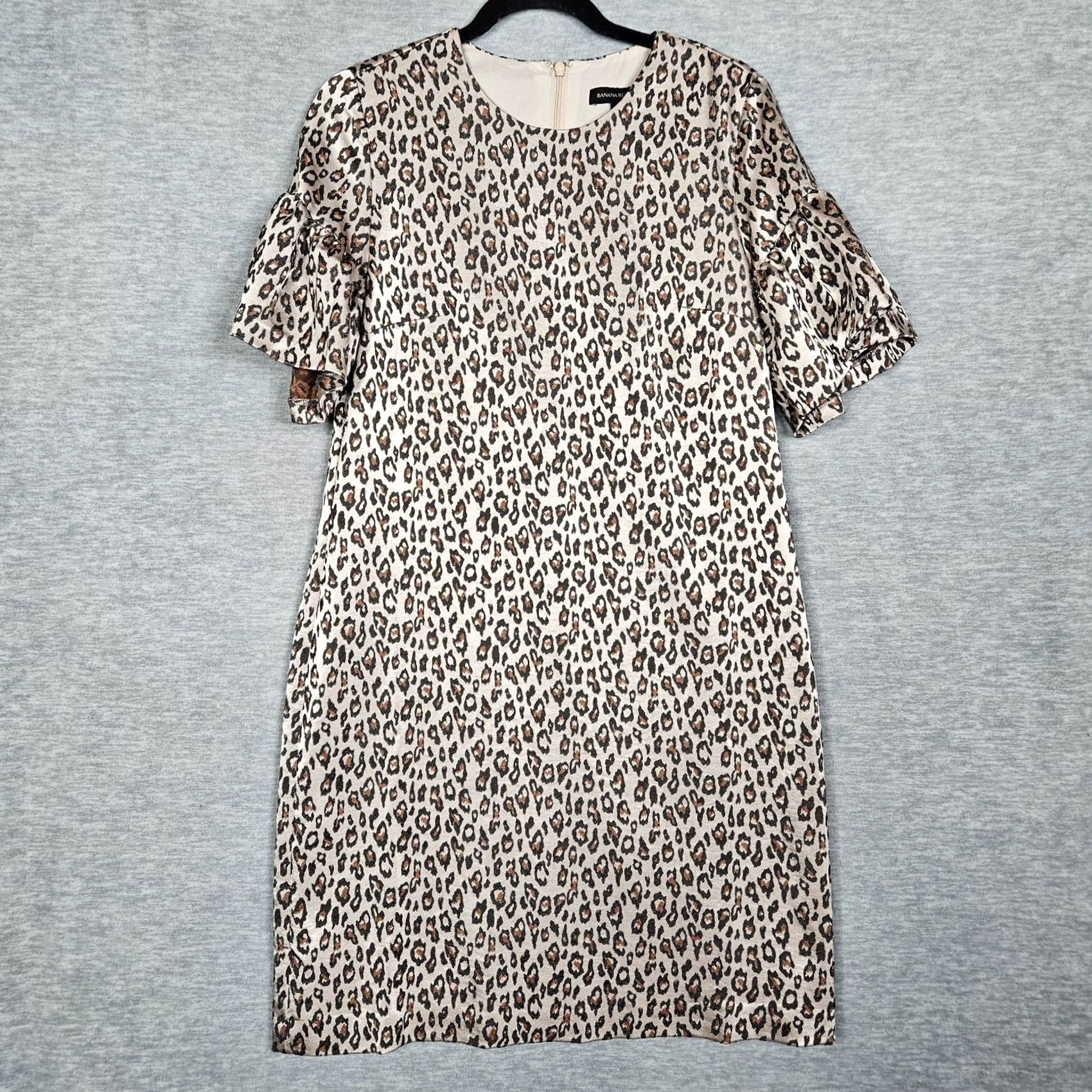 Banana Republic Banana Republic Leopard Printed Ruffle Bell Sleeve Dress Size 6 Casual Party/Cocktail A-Line Womens Multicolor Sleeveless Kn kih Size M / US 6-8 / IT 42-44 - 2 Thumbnail