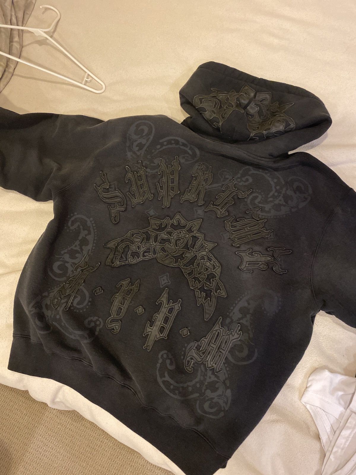 Supreme Supreme Leather Appliqué Zip Up Hooded Sweatshirt | Grailed