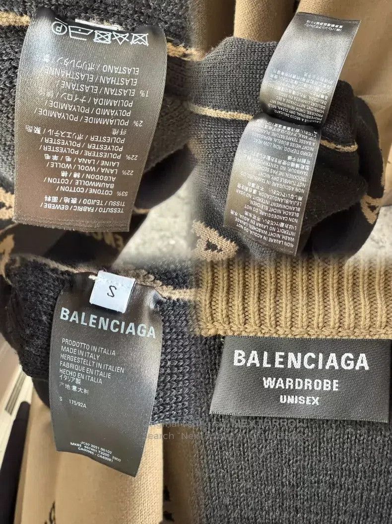 Balenciaga Balenciaga Brown Camo Letter Logo Jacquard Knit Sweater To Size US S / EU 44-46 / 1 - 3 Thumbnail