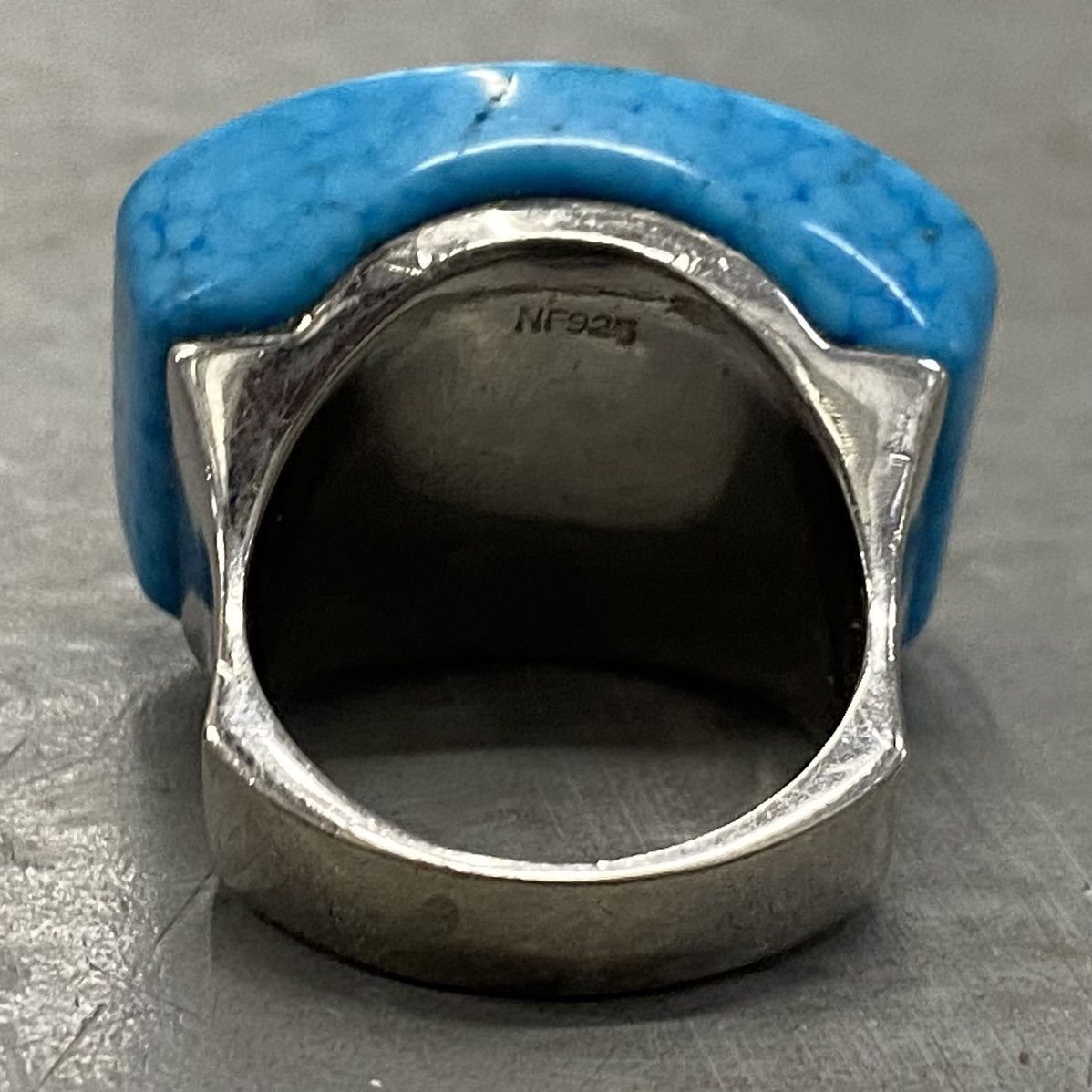 Kapital × Vintage Vtg Sterling Silver Turquoise Square Chunky Signet Ring Size ONE SIZE - 4 Thumbnail