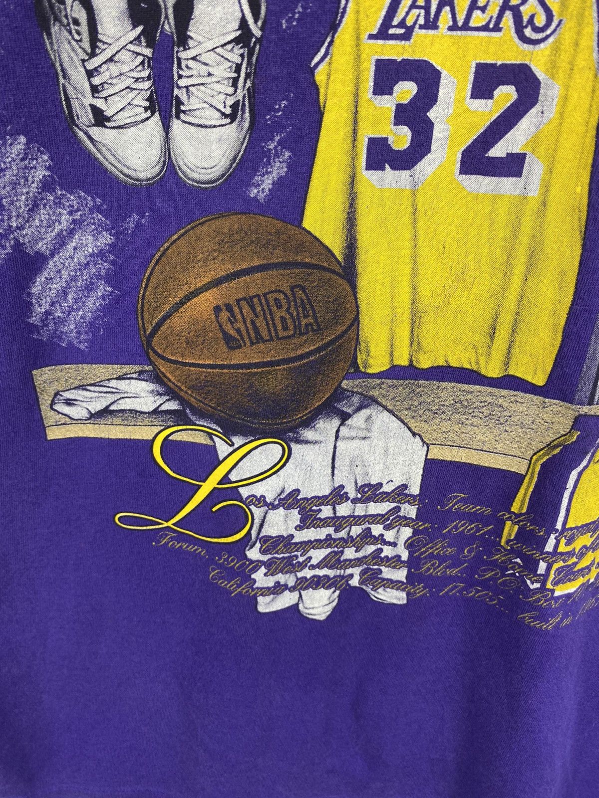 NBA × Vintage Vtg 90s LA Lakers T-Shirt Size US L / EU 52-54 / 3 - 4 Thumbnail