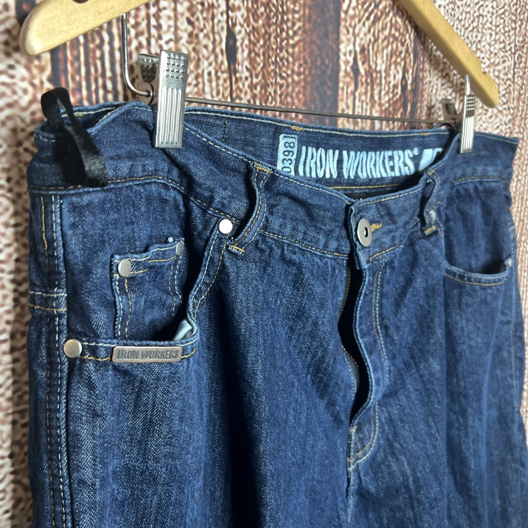 Vintage Iron Workers Jeans Mens 40 Regular Blue Denim Lined 0398 Straight Re reinforced Moto Protective Lining 33in Inseam Size US 40 / EU 56 - 2 Thumbnail