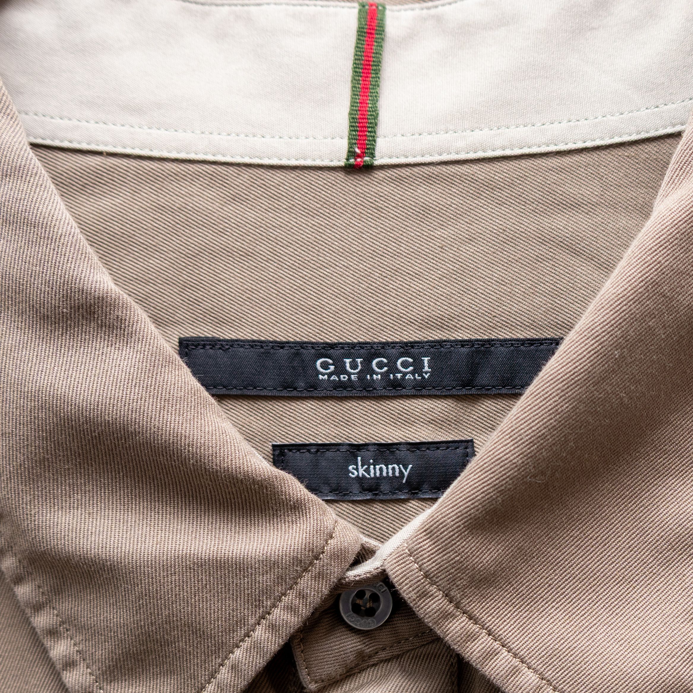 Gucci GUCCI - Men's Dress Shirt - Slim Beige (Tom Ford Era) Size L Size US L / EU 52-54 / 3 - 3 Thumbnail