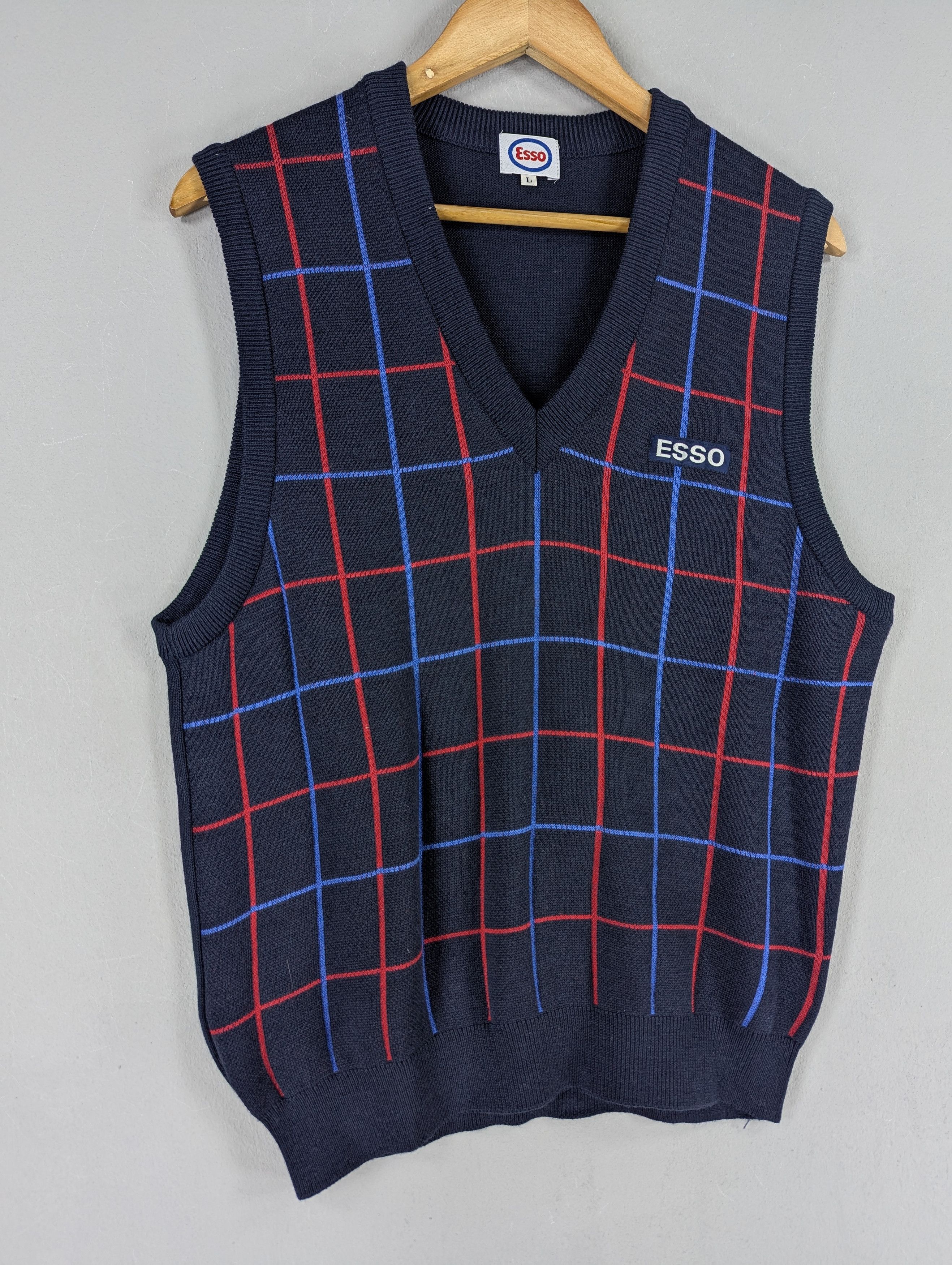 Japanese Brand Vintage 90s Esso Oil Acrylic Vest Jacket Size US M / EU 48-50 / 2 - 3 Thumbnail