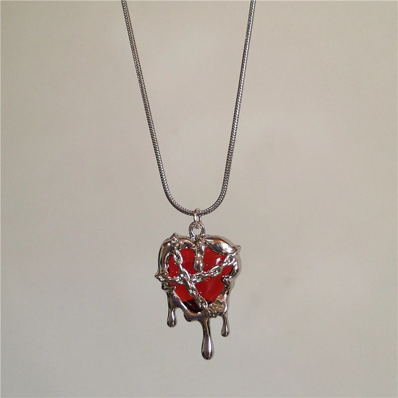 Streetwear Y2k Red Love Heart Necklace | Grailed