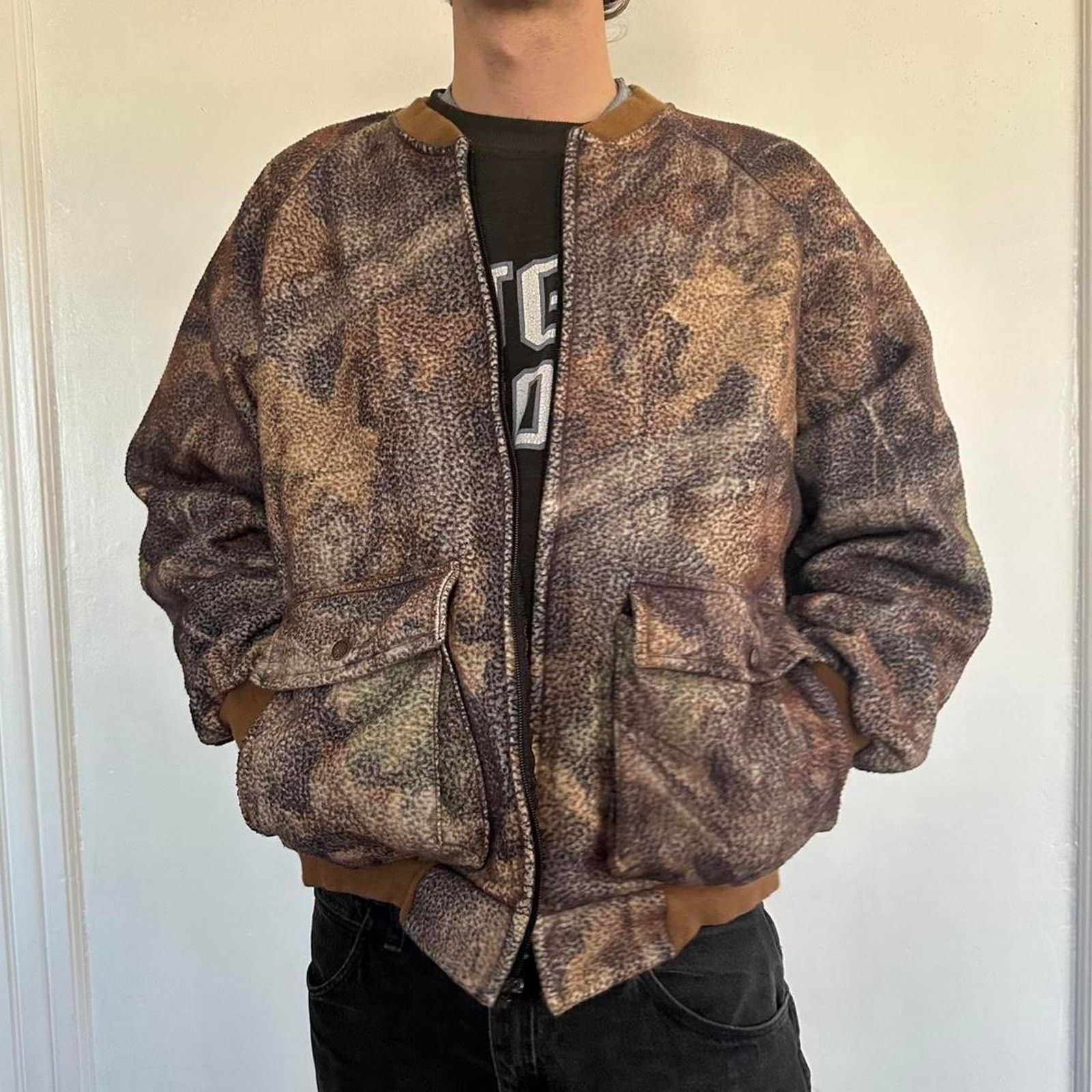 Vintage Vintage Camo Fleece Hunting Bomber Tactical Zip Up Jacket Size US L / EU 52-54 / 3 - 4 Thumbnail