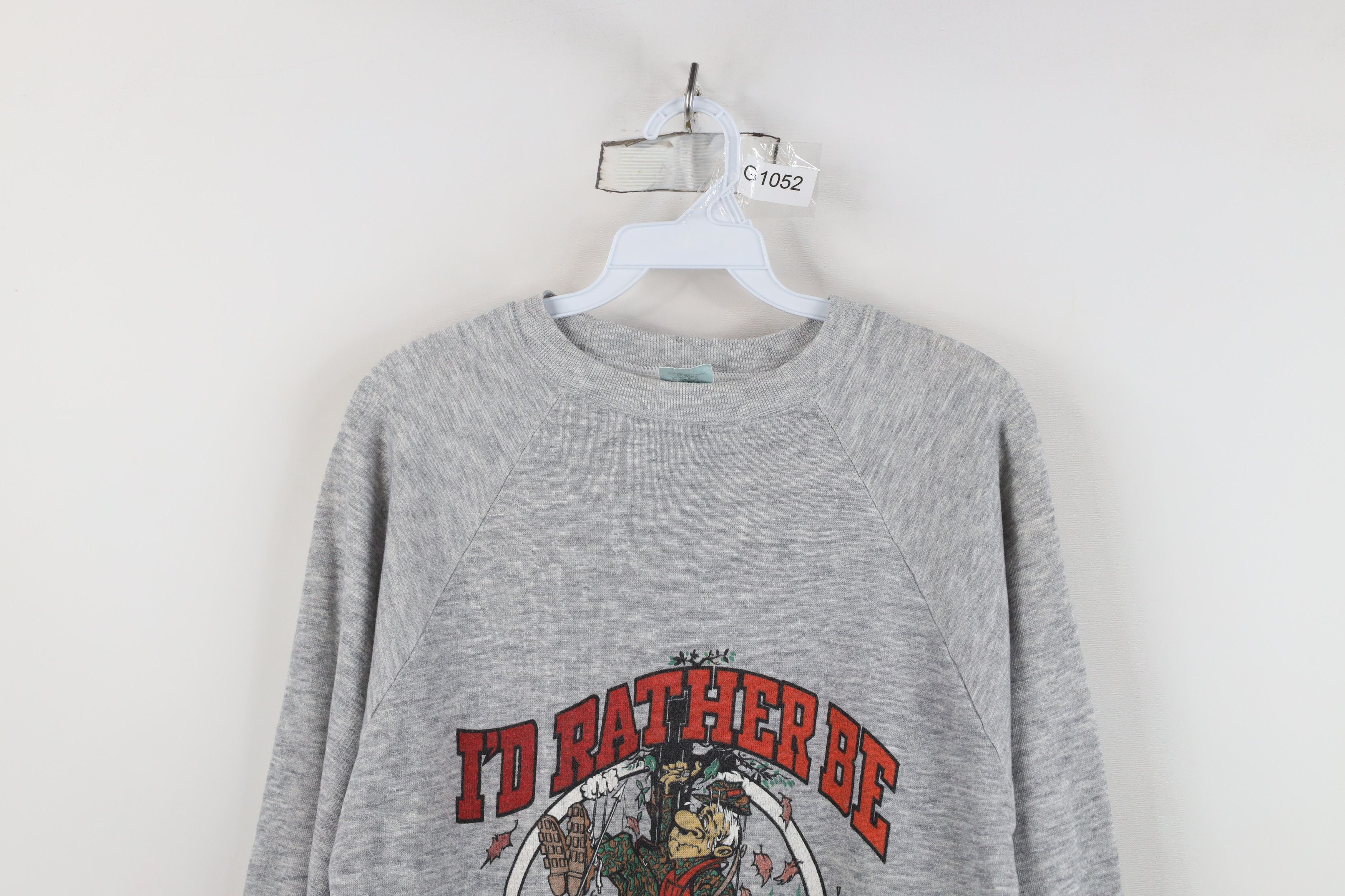 Vintage Vintage 80s Streetwear Be Bow Hunting Sweatshirt Gray USA Size US M / EU 48-50 / 2 - 2 Thumbnail