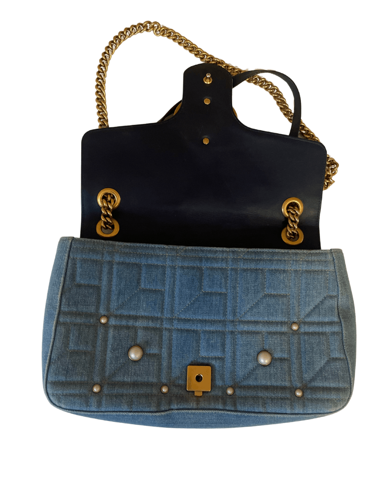 Gucci GUCCI MARMONT GG PEARLY DENIM FLAP BAG Size ONE SIZE - 3 Thumbnail