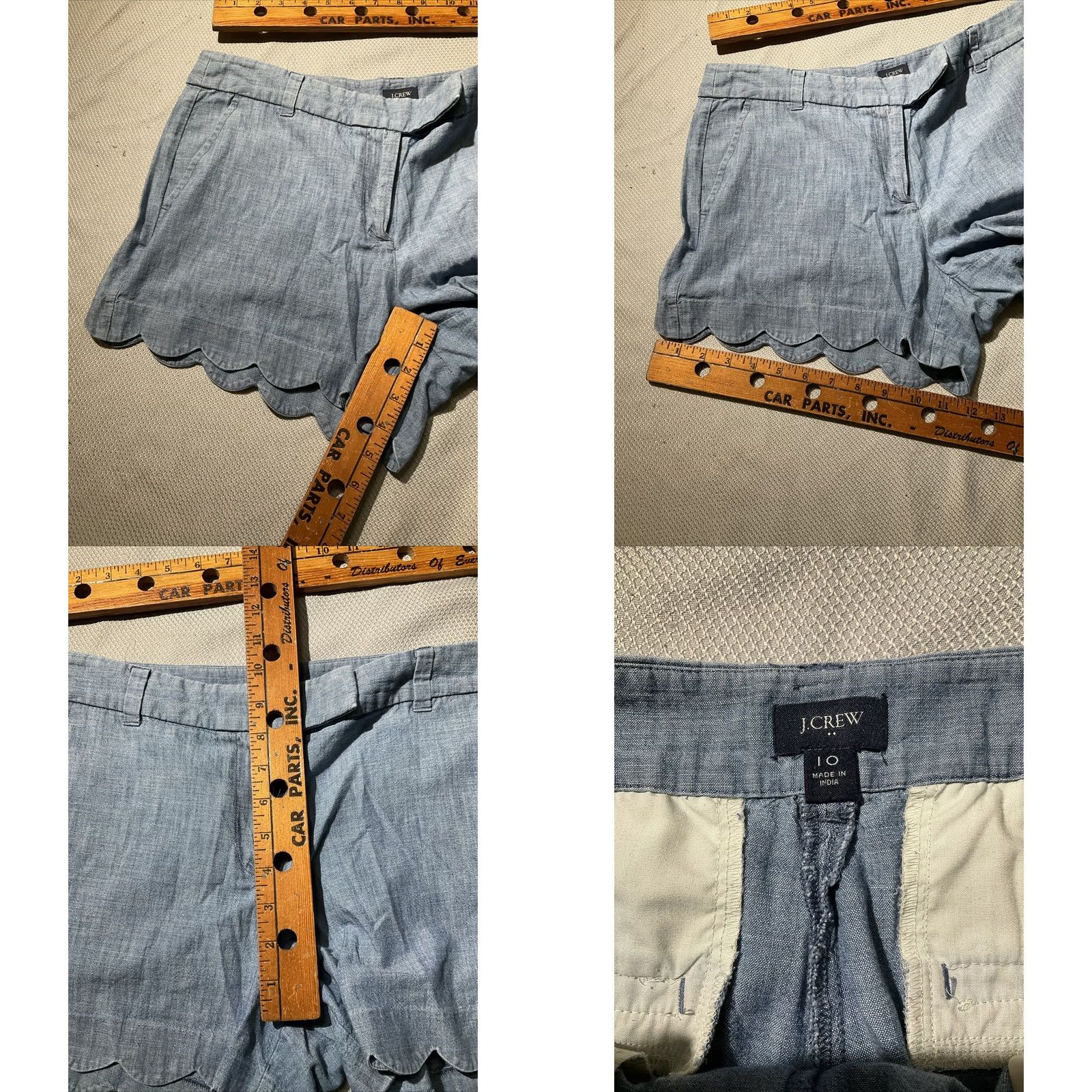 J.Crew VINTAGE J Crew Shorts Womens 10 Blue Sailor Chambray Scalloped Chino Preppy Size 32" / US 10 / IT 46 - 8 Thumbnail