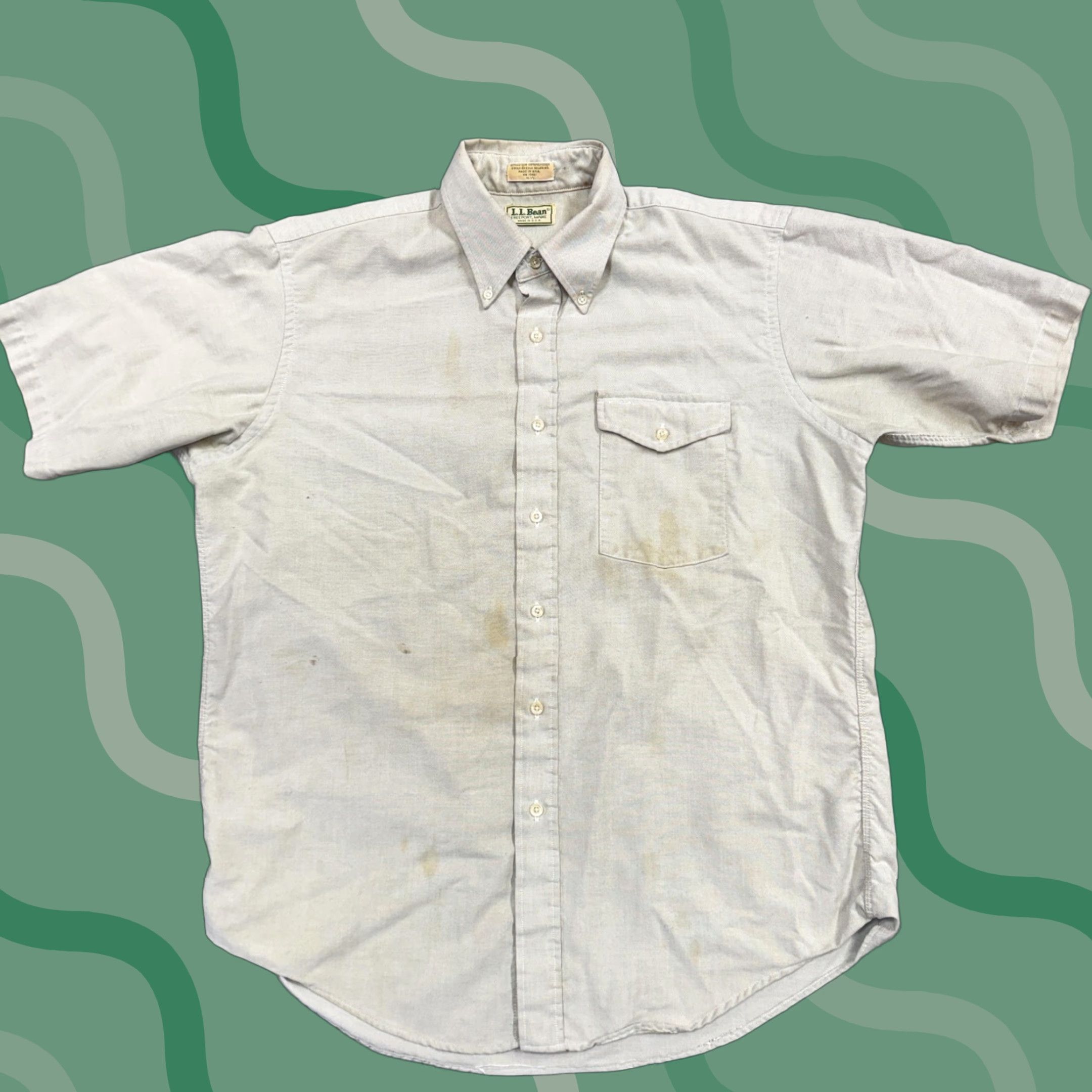 Vintage VINTAGE LL Bean Shirt Mens 15.5 Beige Short Sleeve Button Front Made USA 80s Size US M / EU 48-50 / 2 - 1 Thumbnail