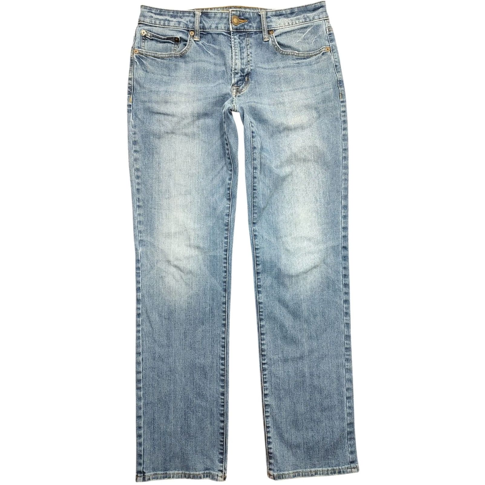 American Eagle Outfitters American Eagle Jeans Mens Slim Straight 32x32 Blue Denim 5-Pocket Logo Zipper Next Level Flex Slimming Stretch Regular Rise 10in Natural Light Wash Size US 32 / EU 48 - 2 Thumbnail