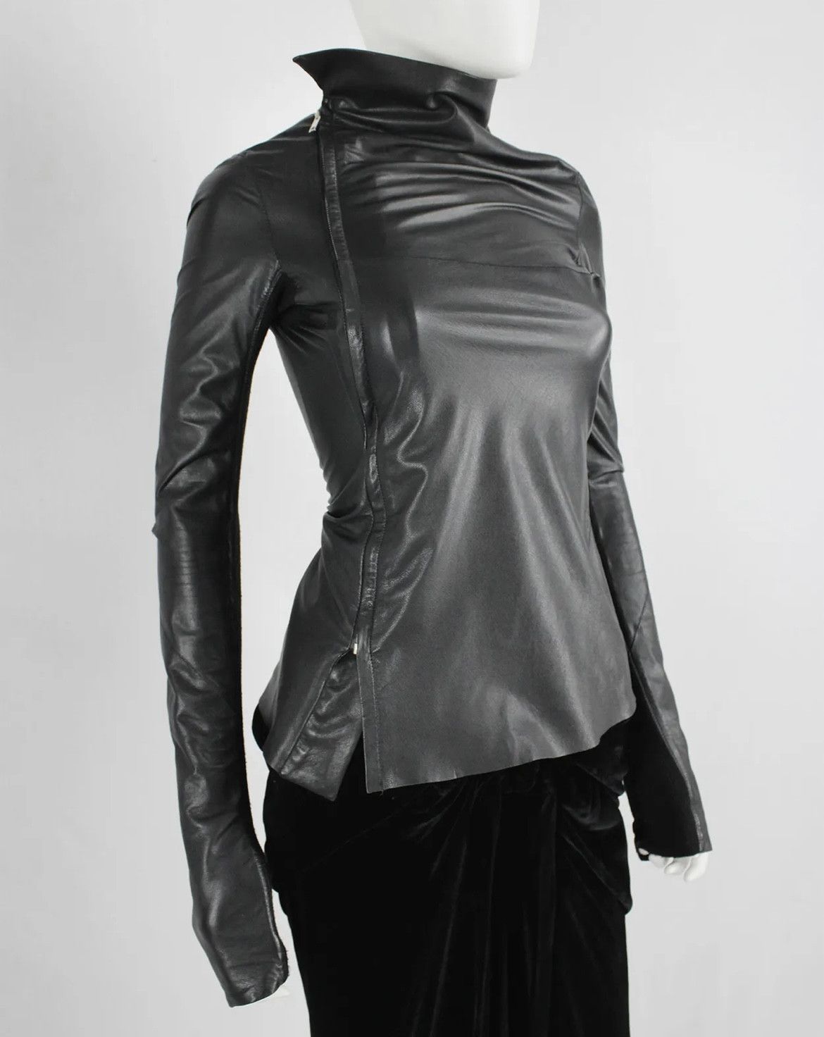 image of Archive Rick Owens Gleam Leather Jacket - Fall 2010 in Black, Women's (Size Medium)