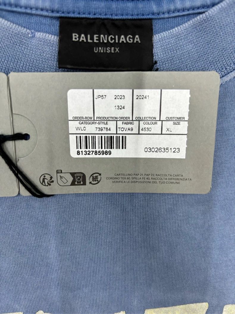 Balenciaga Balenciaga Tape Type T-Shirt Medium Fit In Faded Tape Lette Size US XL / EU 56 / 4 - 4 Thumbnail