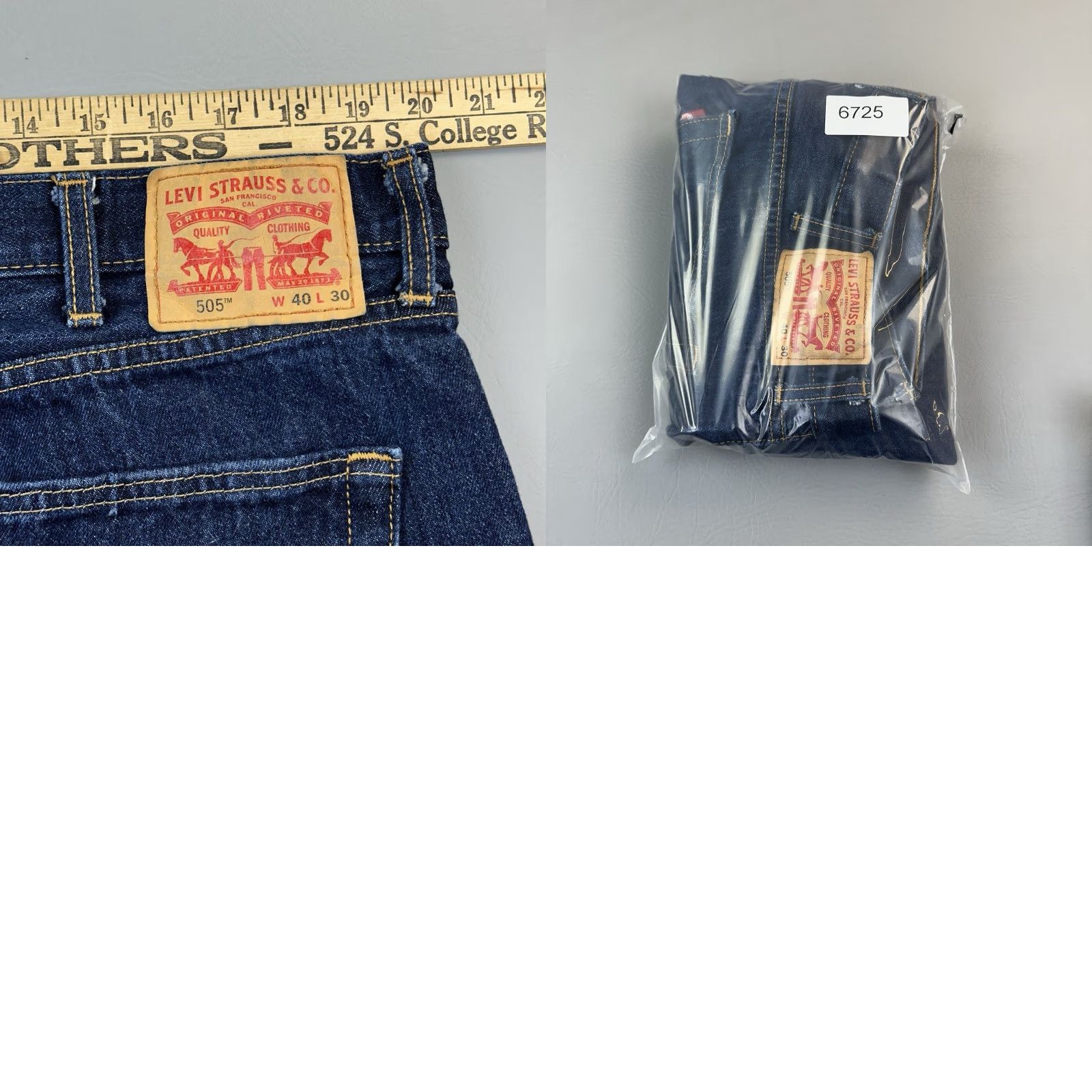Levi's Levis 505 Jeans Mens 40x30 Blue Dark Wash Denim Regular Fit Straight Leg Jeans Size US 40 / EU 56 - 9 Thumbnail