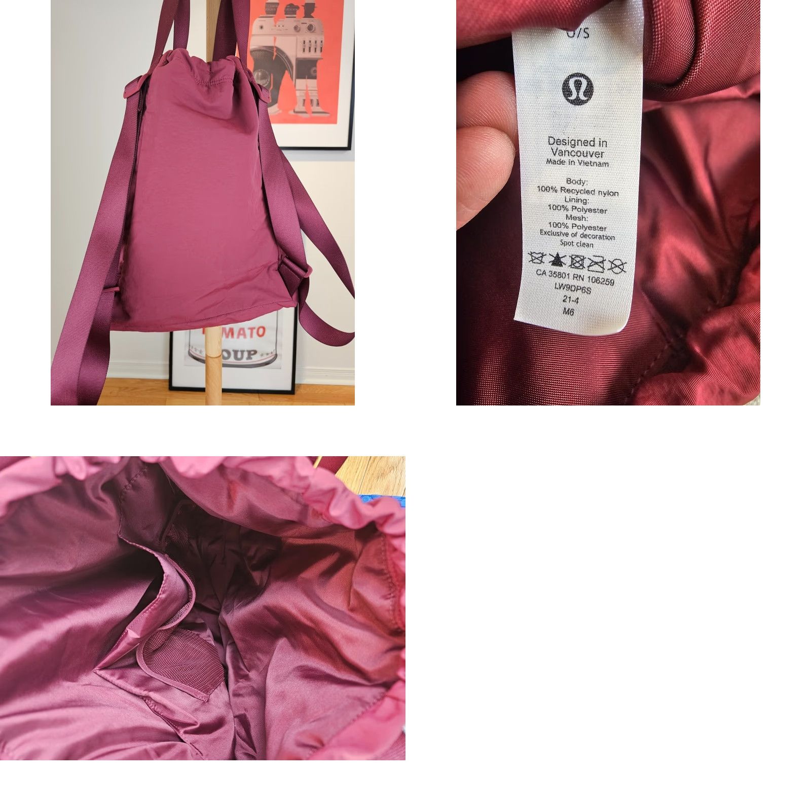 Lululemon LULULEMON Burgundy Back Pack Cross Bag CROSS Size ONE SIZE - 8 Thumbnail
