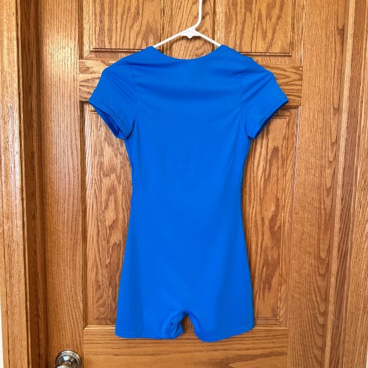 Other QINSEN Romper Womens Size 6 Bright Blue Square Neck Short S Size M / US 6-8 / IT 42-44 - 2 Thumbnail
