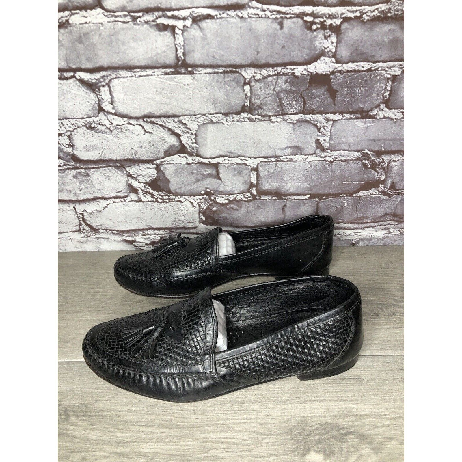 Other Santorini Black Leather BasketWeaves Woven Tassel Loafers Me Size US 9.5 / EU 42-43 - 16 Thumbnail