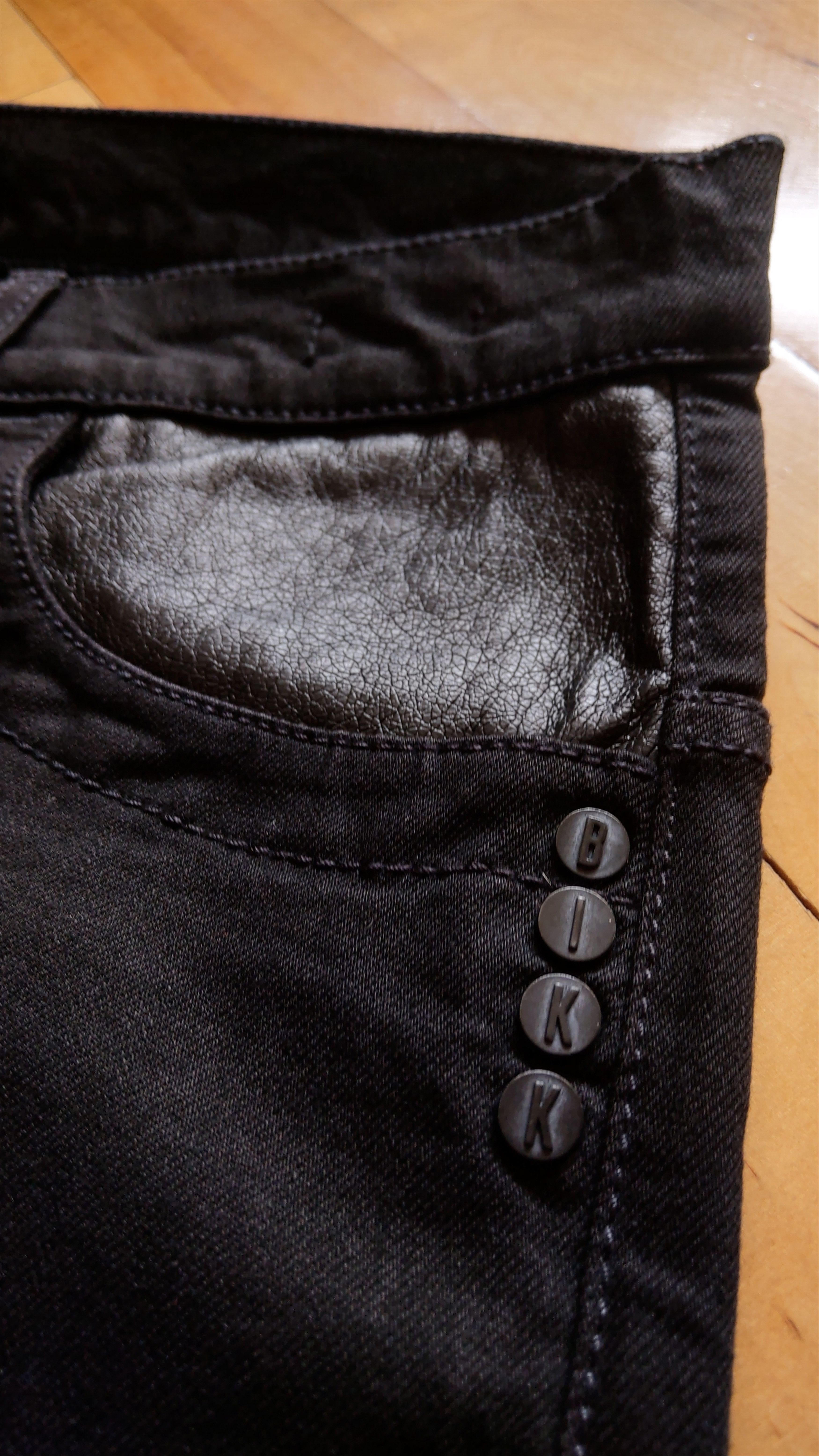 Dirk Bikkembergs Leather Pocket Pants BIKK Skinny Stacked Premium Denim goth Size US 31 - 2 Thumbnail