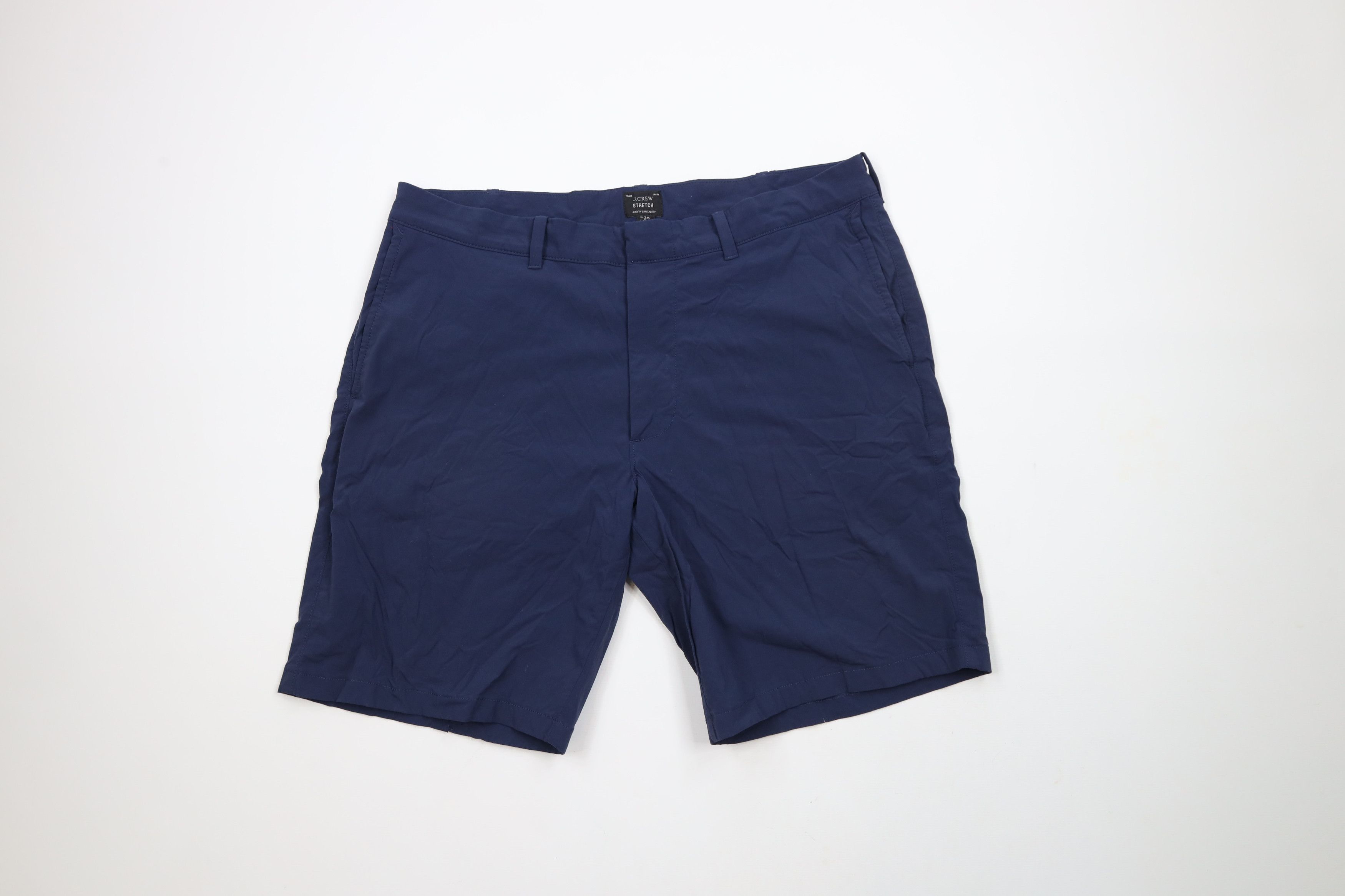 J.Crew × Vintage J Crew Stretch Tech Above Knee Chino Shorts Navy Blue Size US 35 - 1 Thumbnail