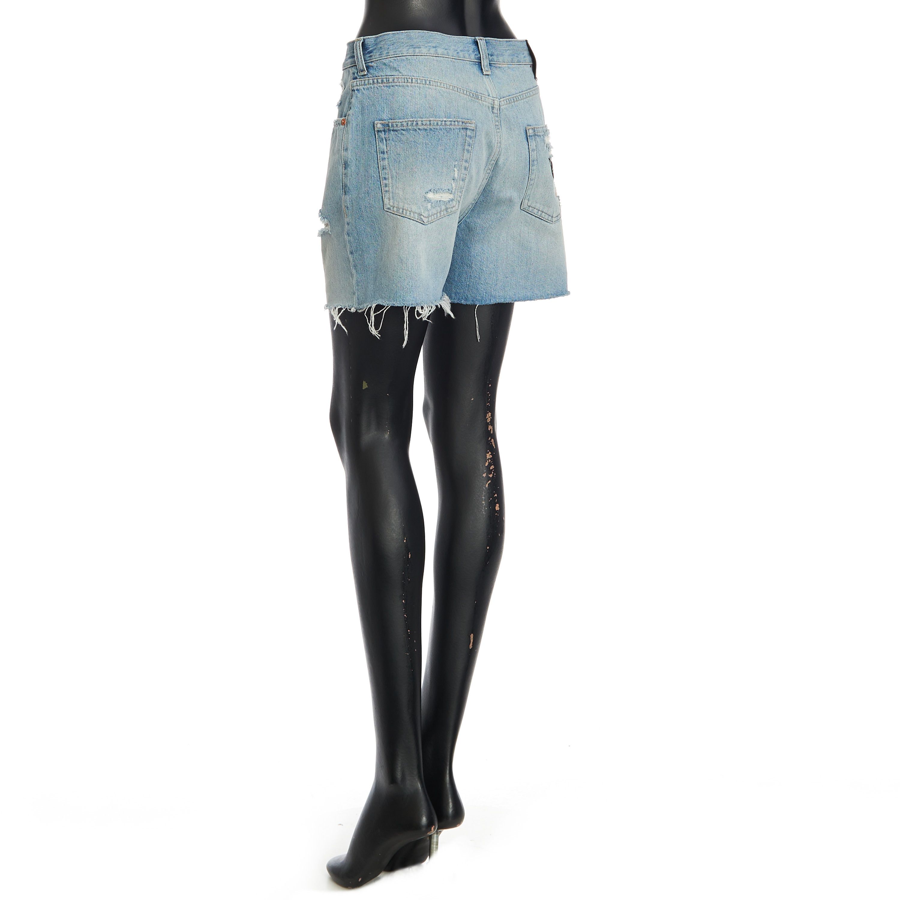 Gucci Denim Shorts With Logo In Blue Cotton Size 29" - 4 Thumbnail
