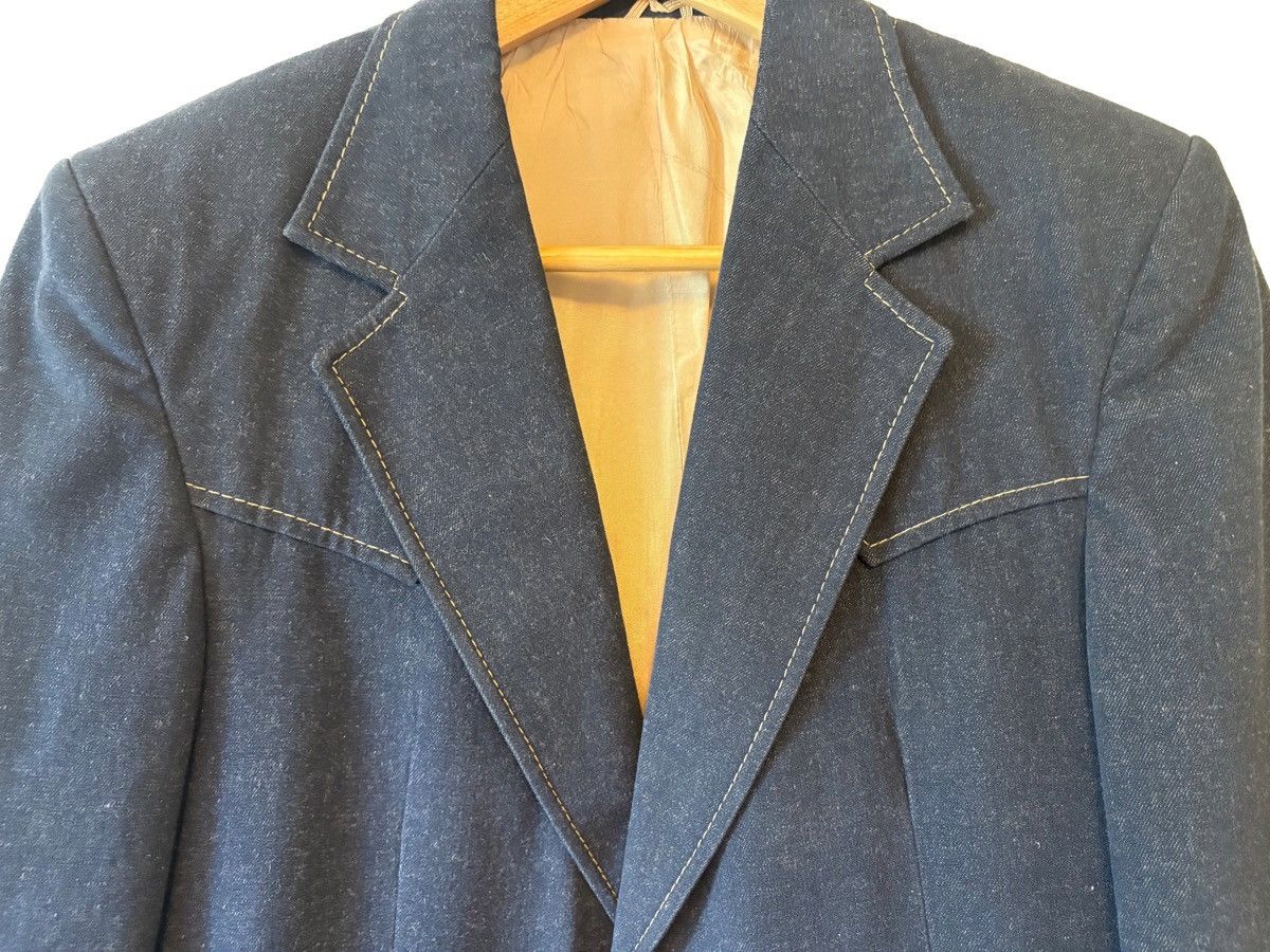 Vintage Vintage 70s Denim Blazer w/ Suede Elbow Patches Size 38R Size 38R - 3 Thumbnail
