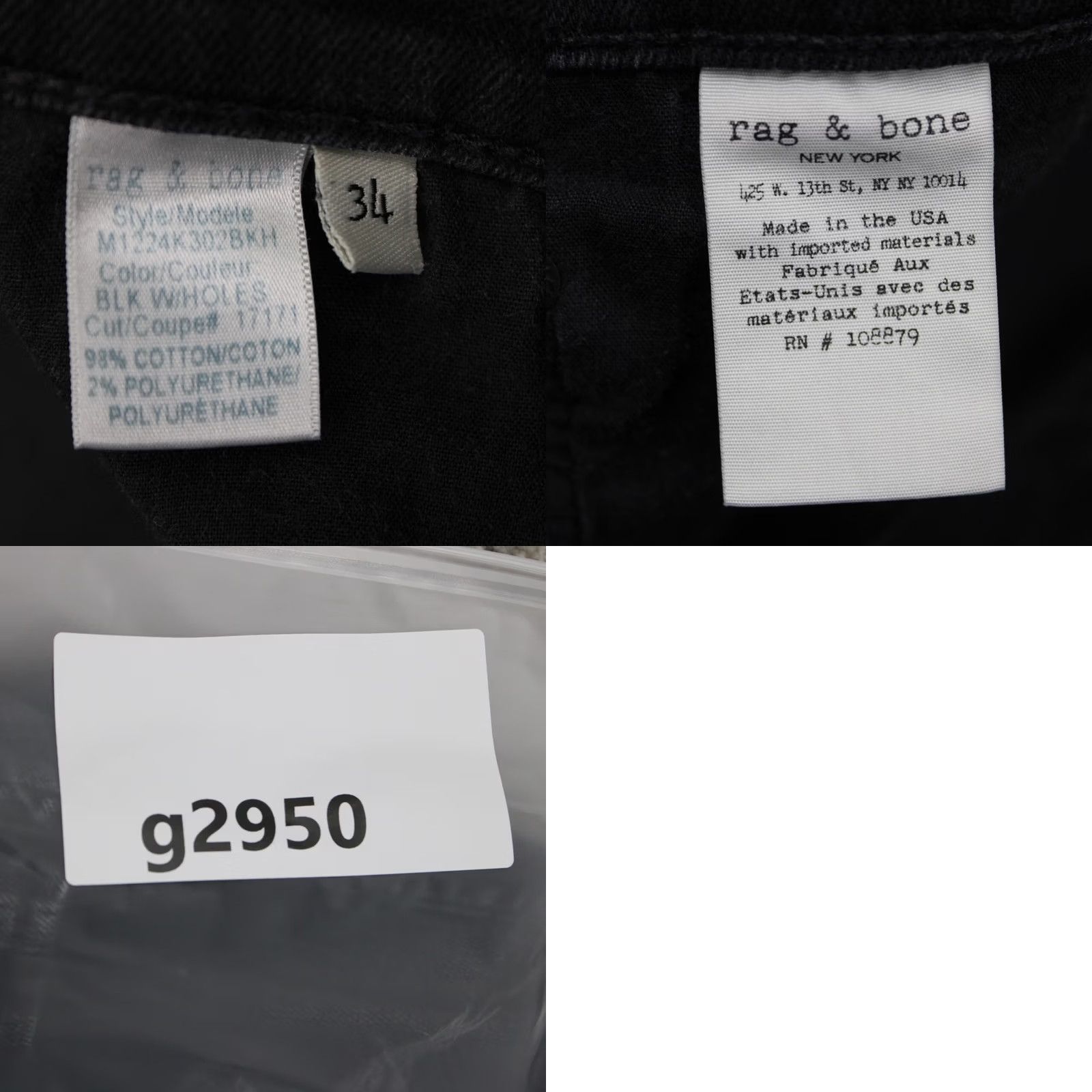 Rag & Bone rag & bone Jeans Men 34x28 Black Extra Slim Distressed Button Fly Size US 34 / EU 50 - 9 Thumbnail