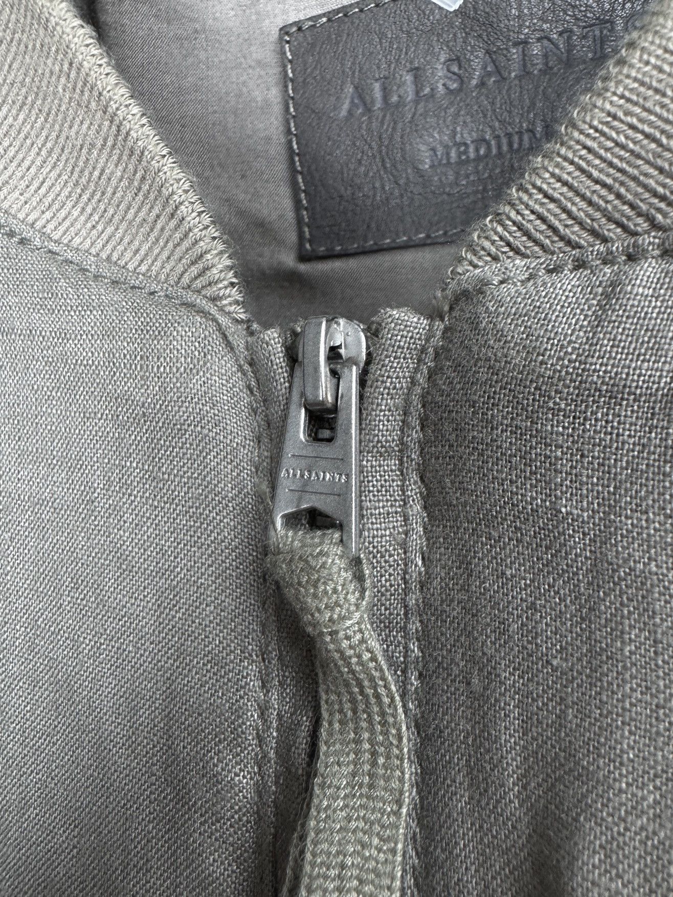 Allsaints Allsaints linen sheep leather sleeves grey beige bomber jckt Size US M / EU 48-50 / 2 - 8 Thumbnail