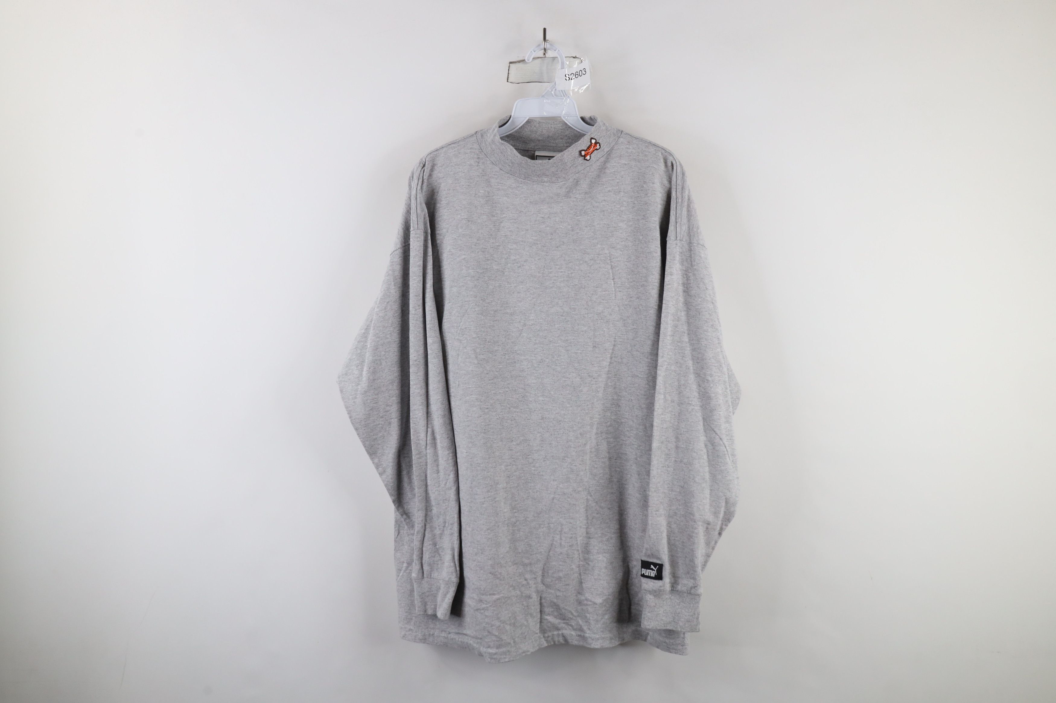 Puma × Vintage Vtg 90s Puma Cleveland Dawg Pound Mock Neck T-Shirt Gray Size US L / EU 52-54 / 3 - 1 Thumbnail